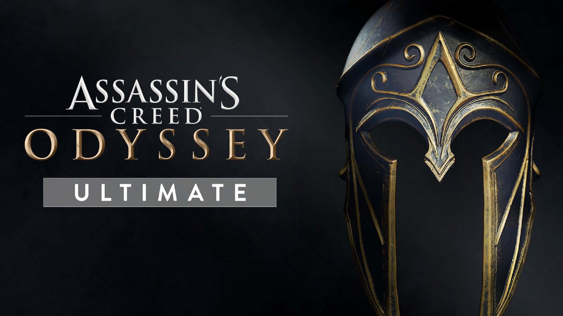 1920x1080bakgrundsbild Med Hjälm Från Assassin’s Creed Odyssey.