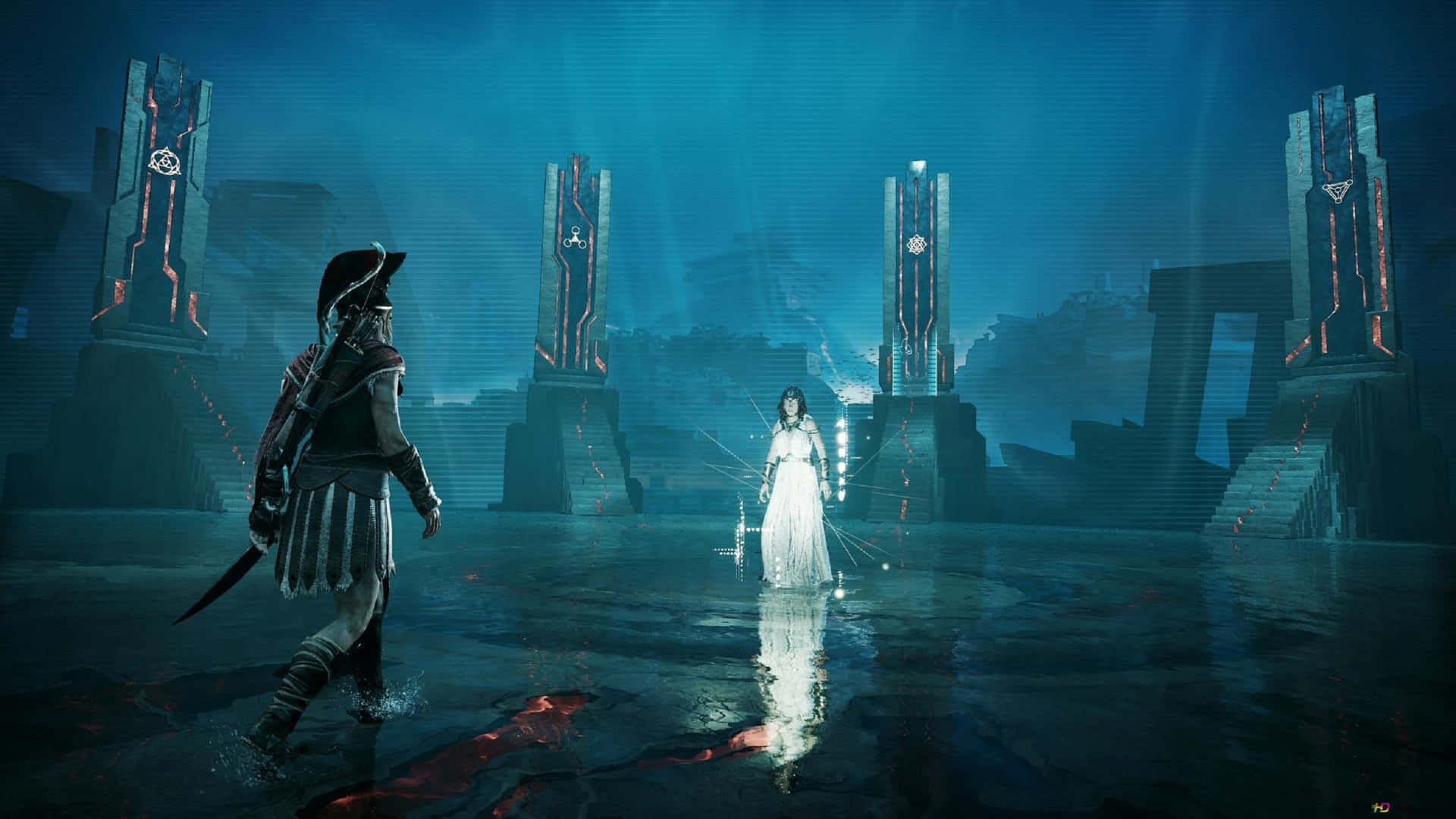 1920x1080bakgrundsbild Av Assassin's Creed Odyssey I Vitt.