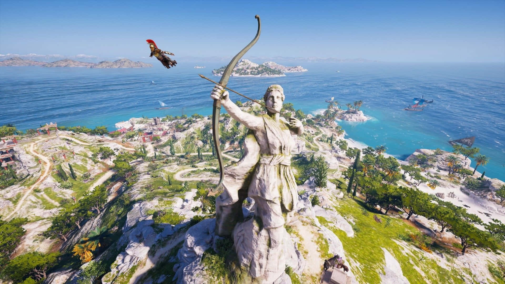 1920x1080fondo De Pantalla De Assassin's Creed Odyssey Estatua.