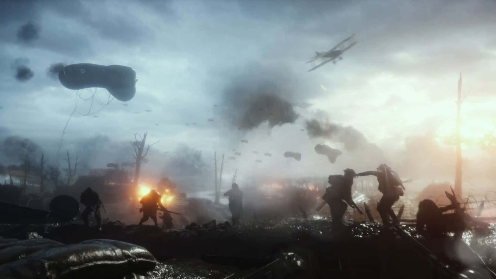 A Group Of Soldiers Are Fighting In The Sky