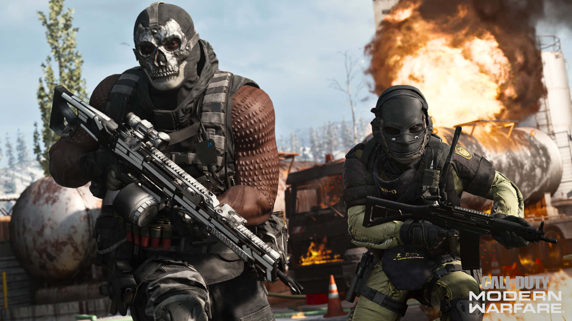 Åskandeoch Explosiv Eldstorm Av Action I Call Of Duty Modern Warfare.