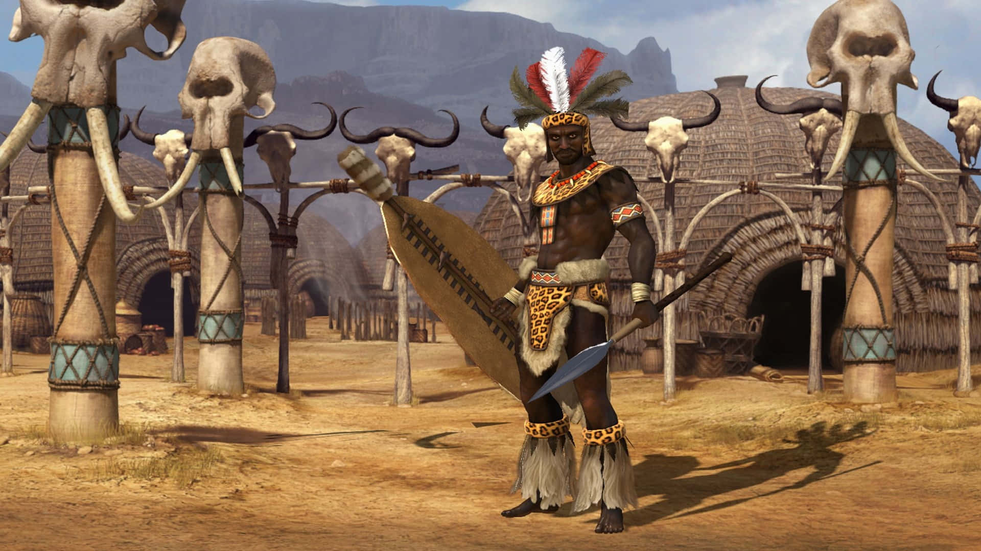 1920x1080 Civilization V Background Shaka Zulu Warrior Background