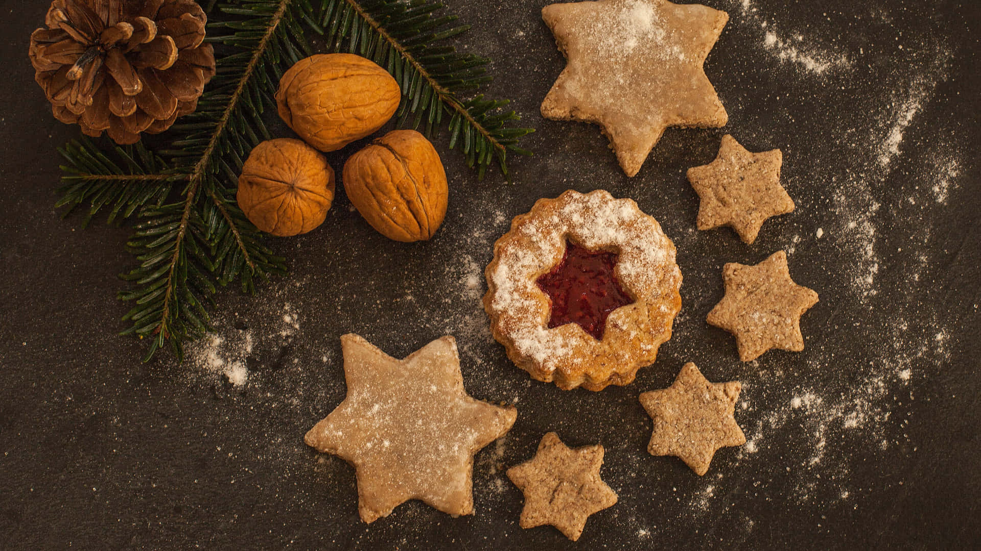 Delectable Pentagram Shaped Cookies on rustic wooden background
