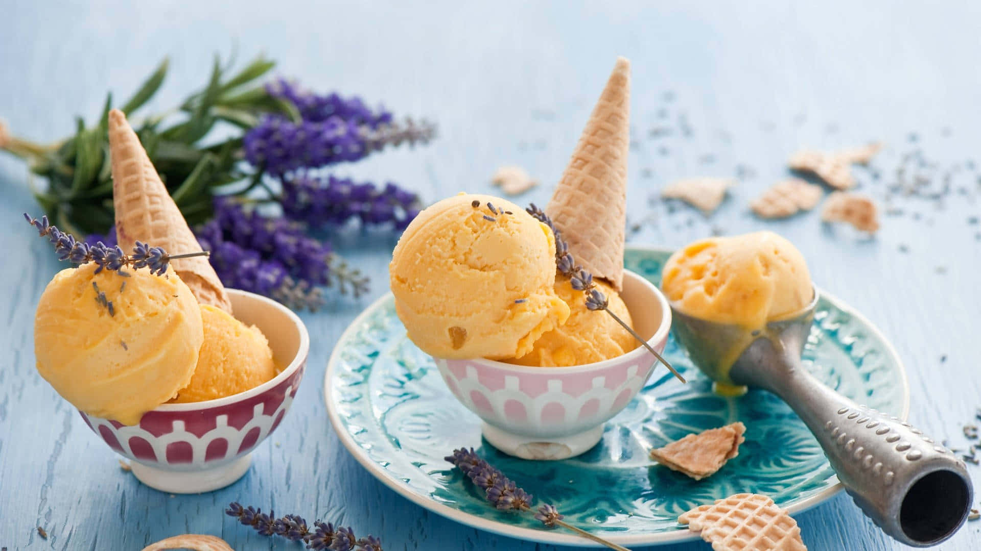1920x1080 Desserts Background Mango Ice Cream Background