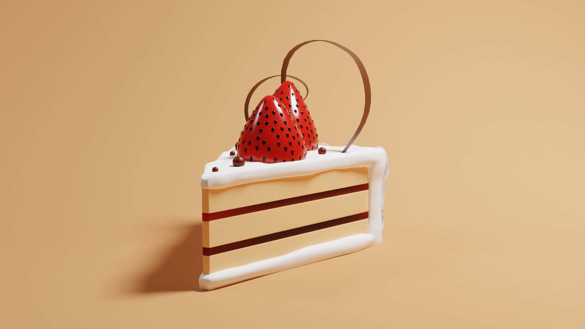 1920x1080 Desserts Background 3d Strawberry Cake Background