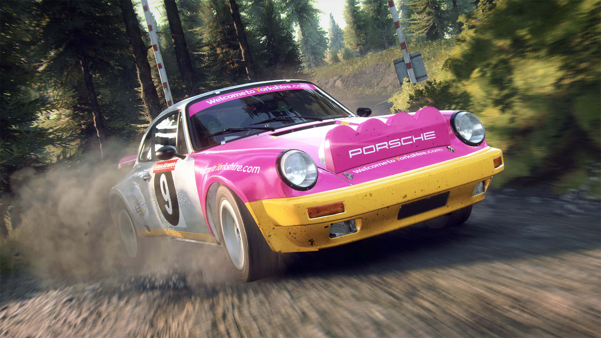 A Pink Porsche 911 Racing Through The Forest