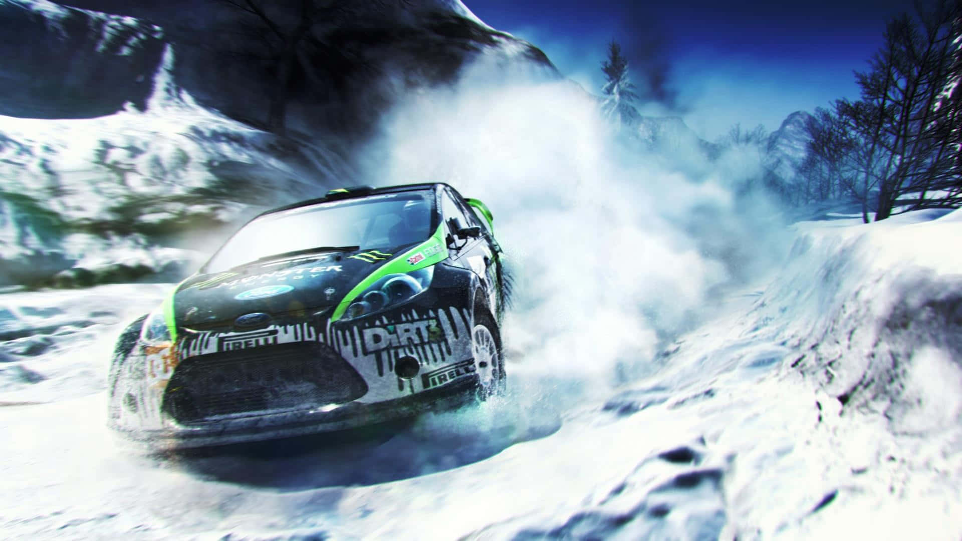 Unamacchina Da Rally Verde Che Guida Attraverso La Neve