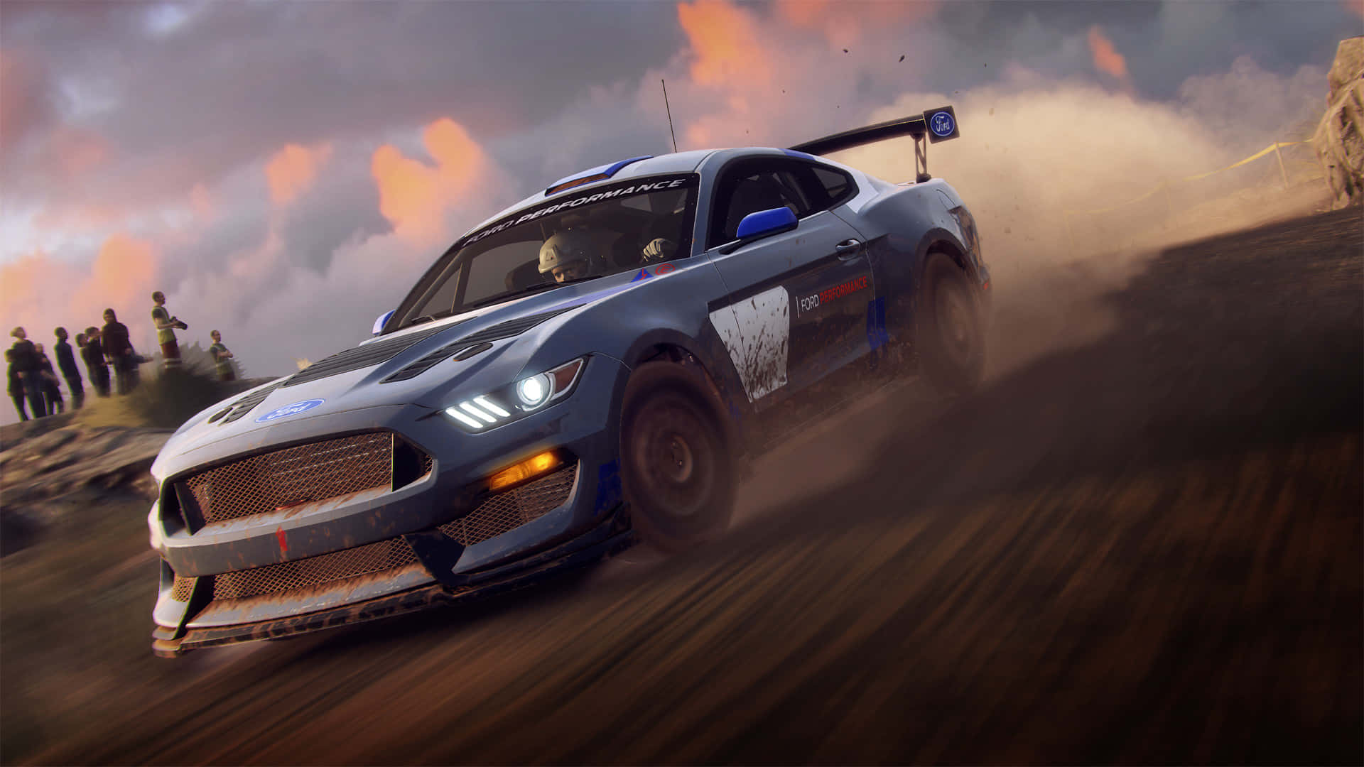 A Car Driving On Dirt In A Game