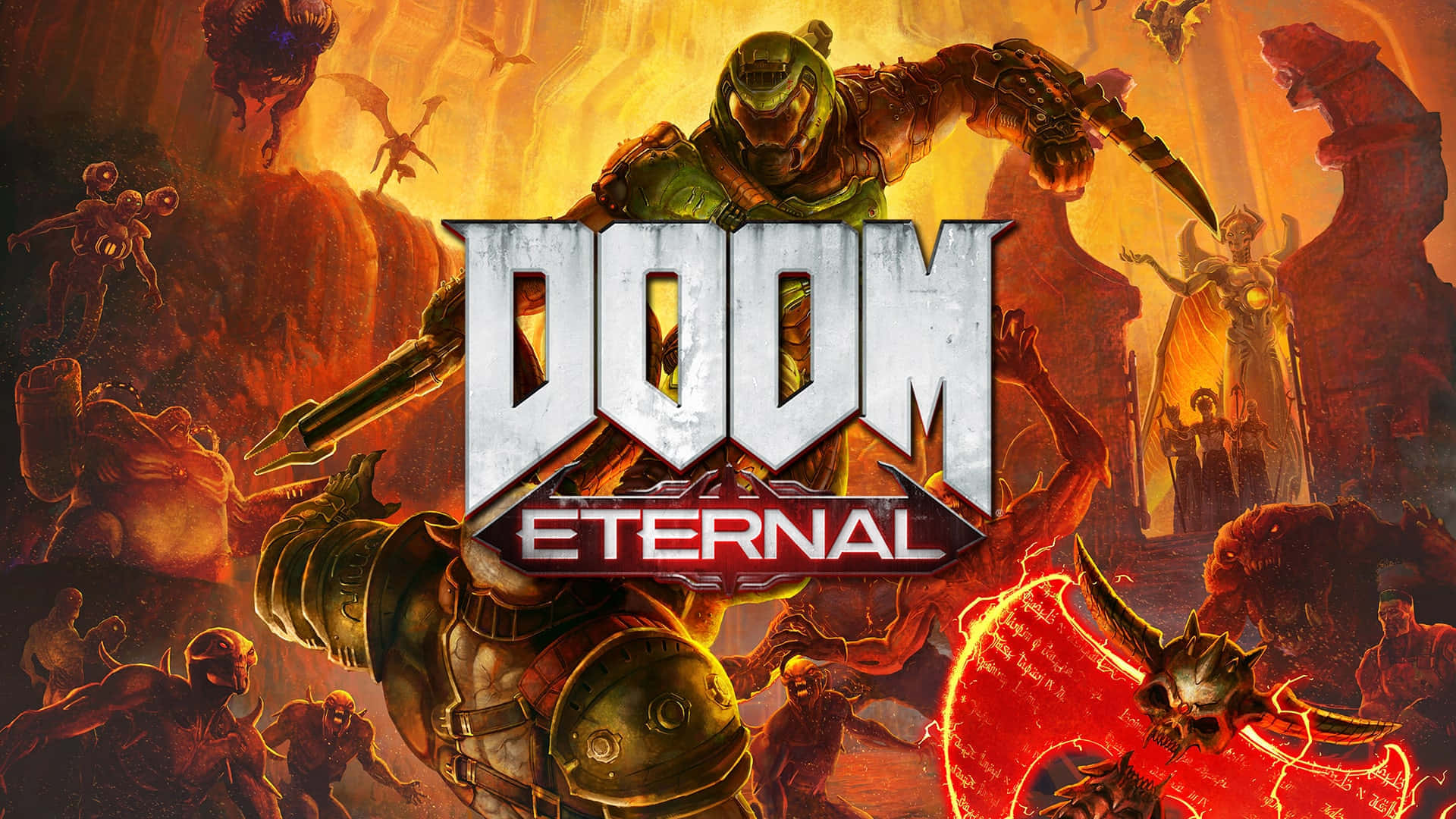1920x1080 Doom Eternal Game Title Poster Background
