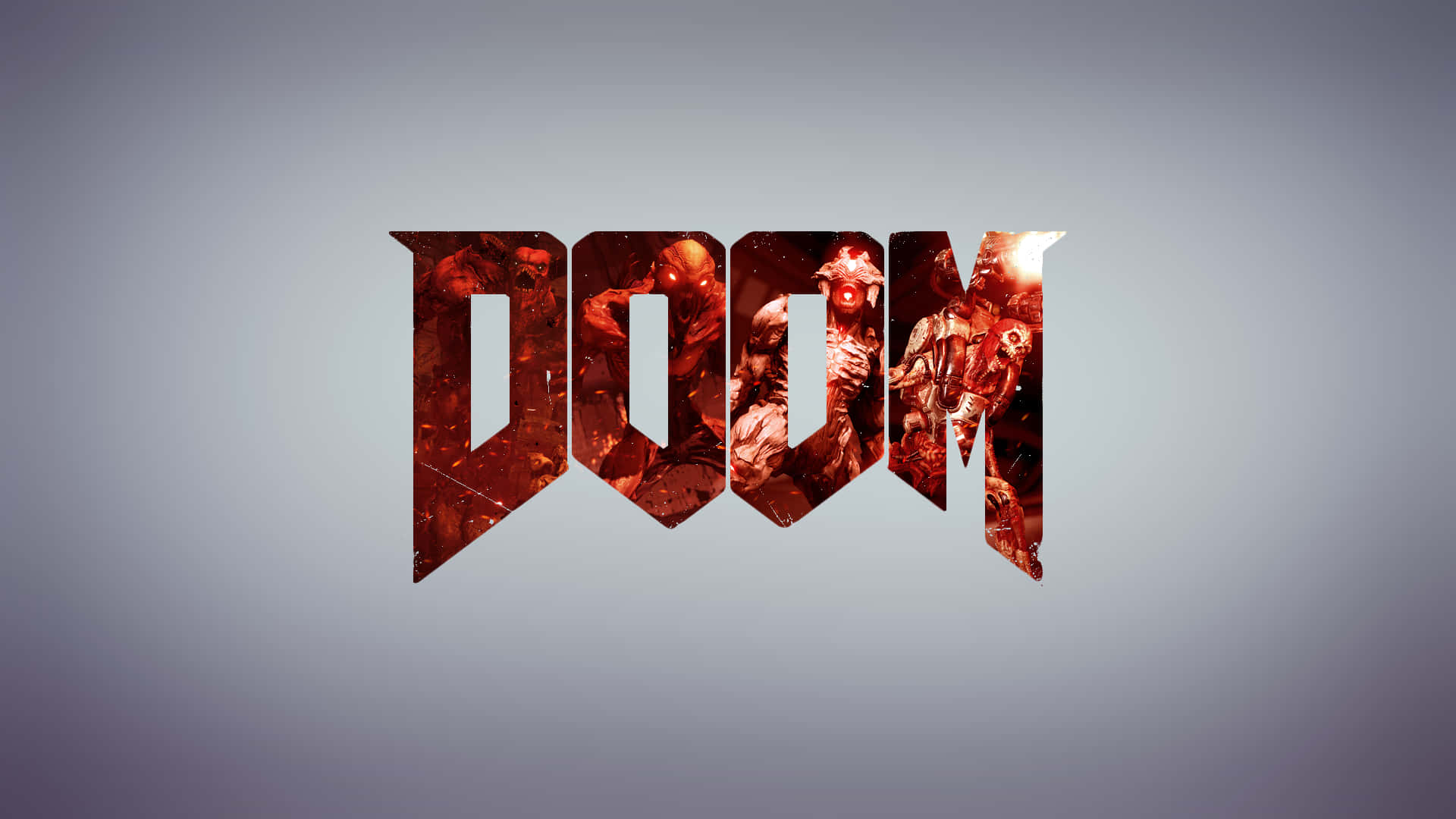 1920x1080 Doom Logo With Red Monsters Background