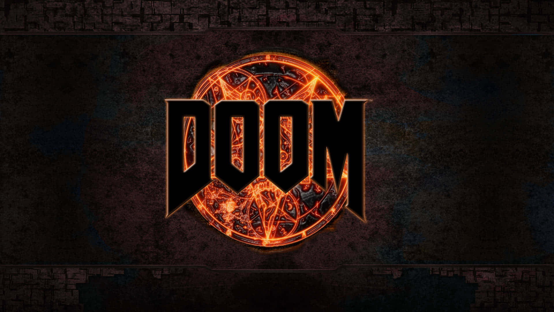 1920x1080 Doom Black Logo Over Fire Backdrop Background