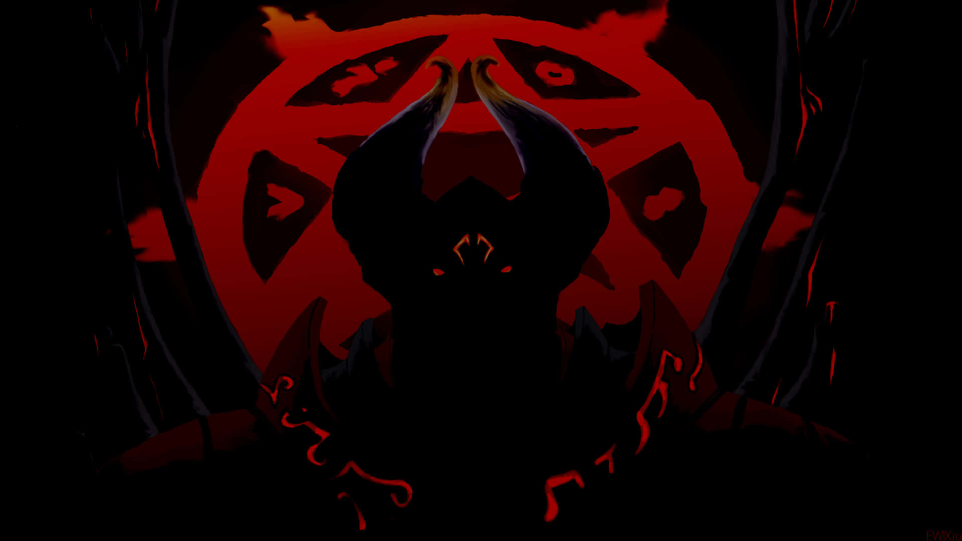 1920x1080 Dota 2's Doom Red Pentagram Backdrop Background