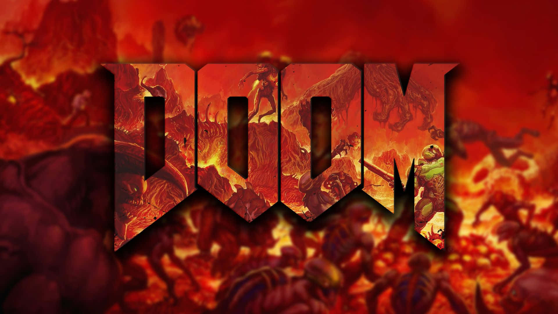 1920x1080 Doom Game Title Firey Red Backdrop Background