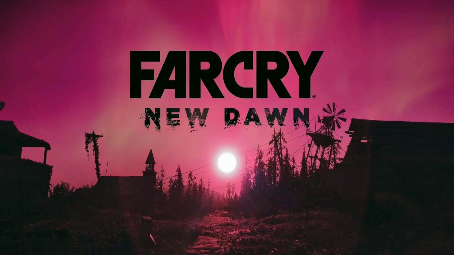 Logode Far Cry New Dawn Con Un Cielo Rosado.