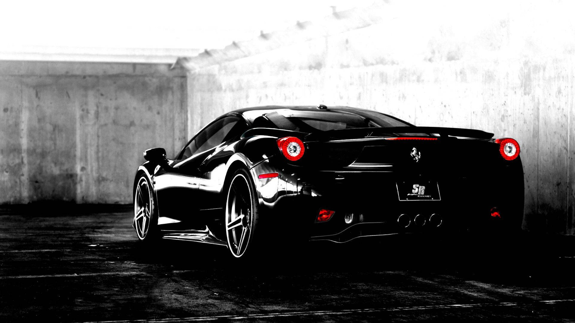 Black 1920x1080 Ferrari 458 Corner Parking Lot Wallpaper