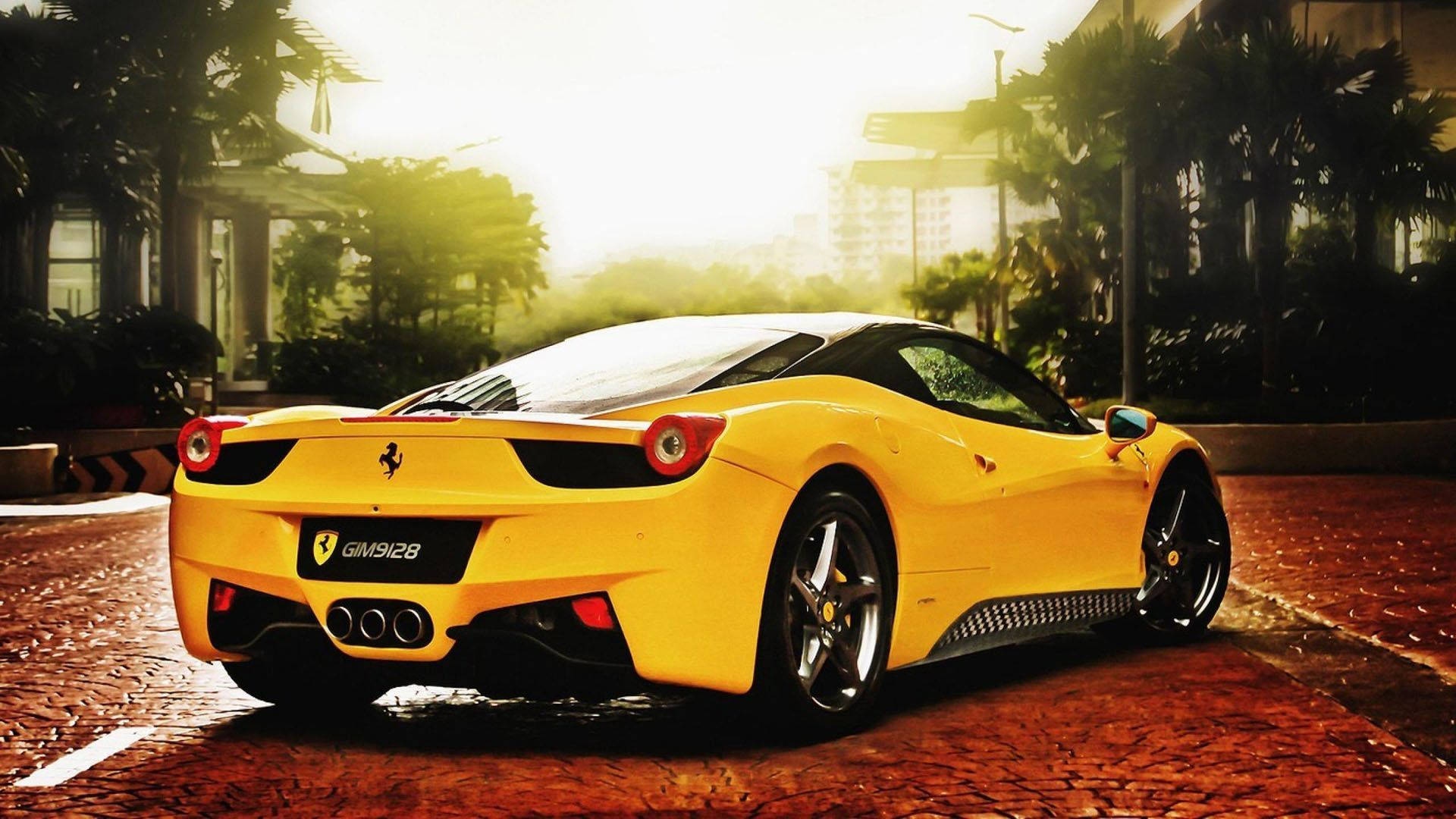 Hot Yellow 1920x1080 Ferrari 458 Background