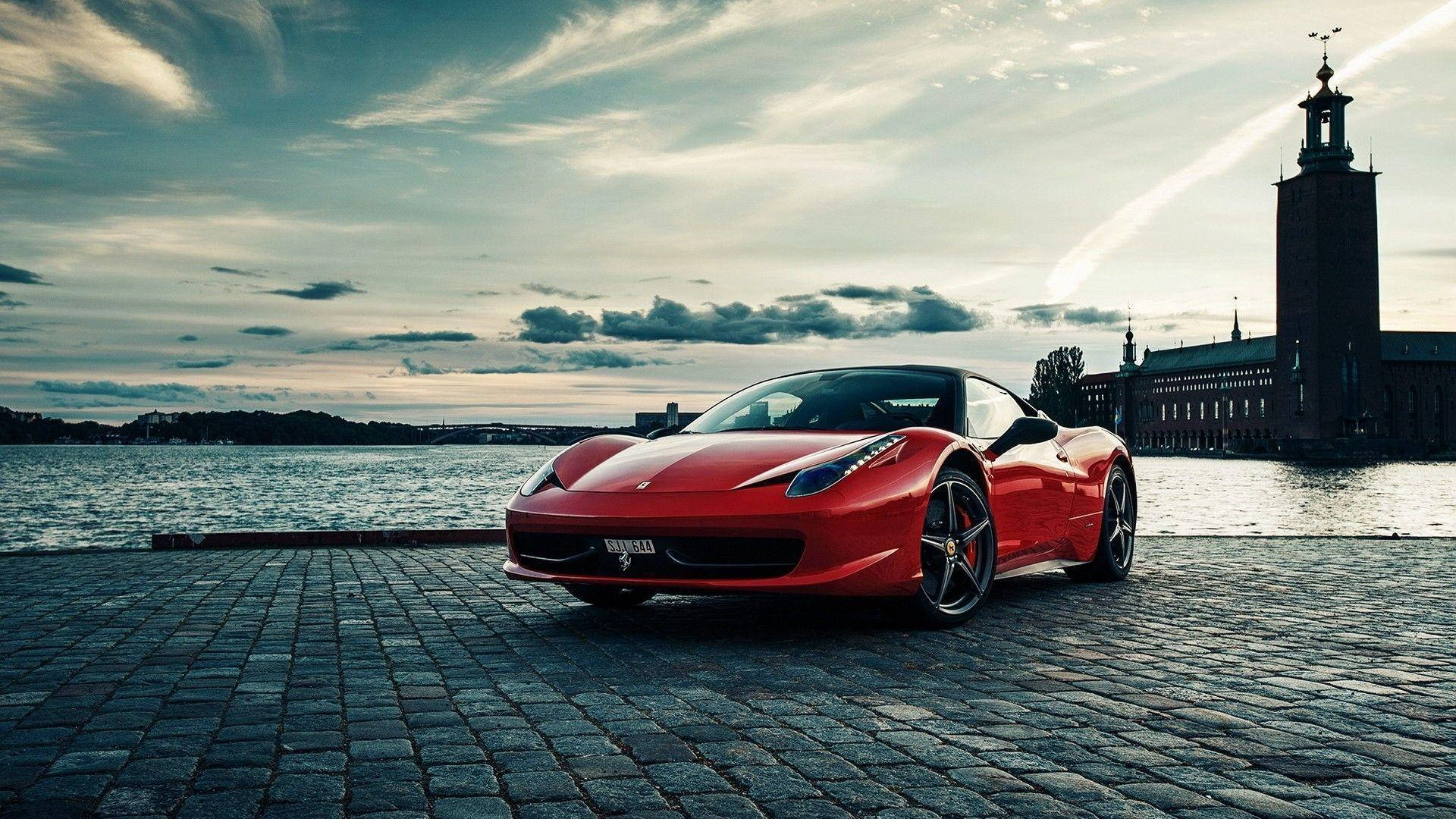 Ferrarirojo A Toda Velocidad Fondo de pantalla