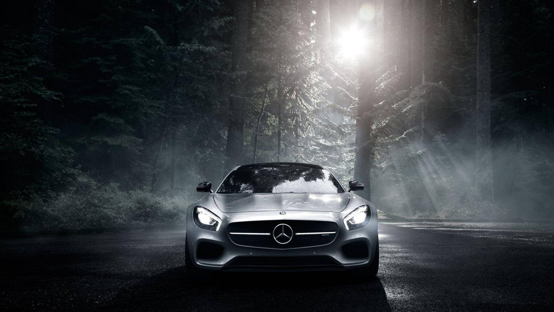 1920x1080 Full Hd Car In Forest At Night Wallpaper