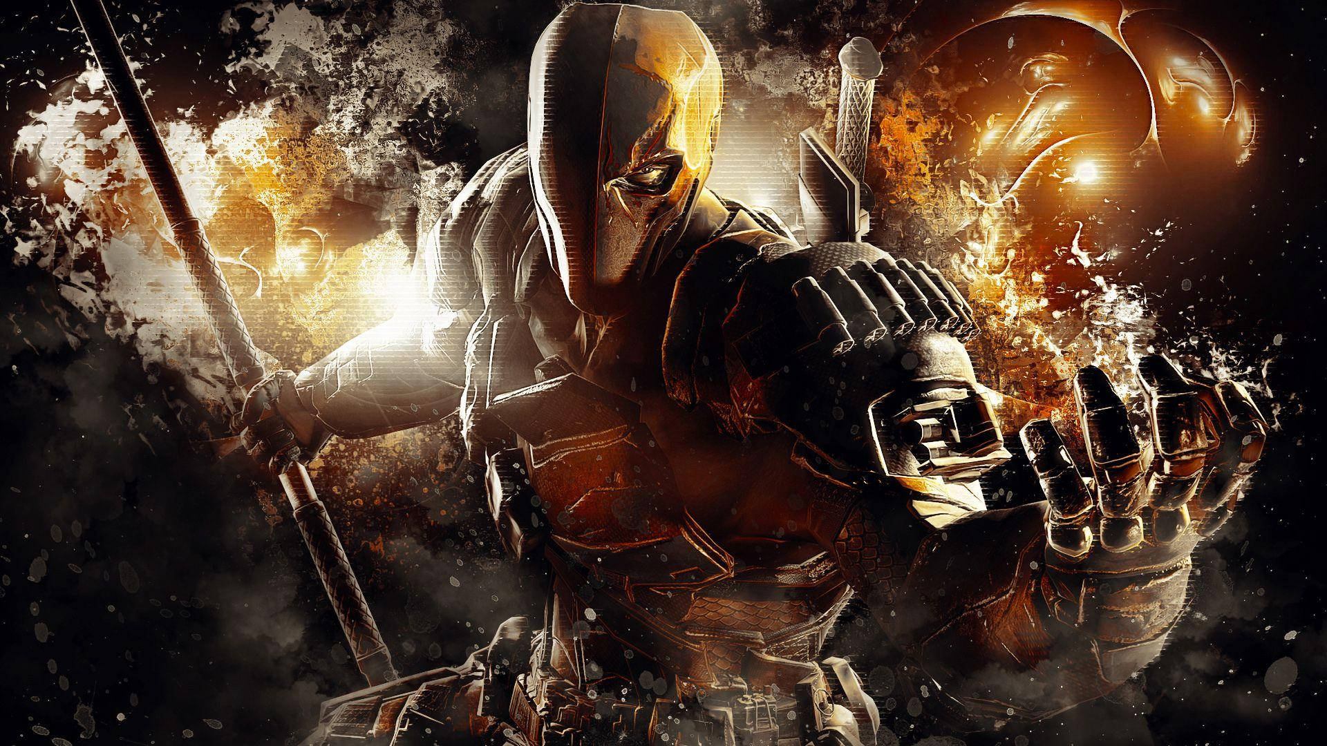 1920x1080 Full Hd Deathstroke Surrounded By Flames Wallpaper