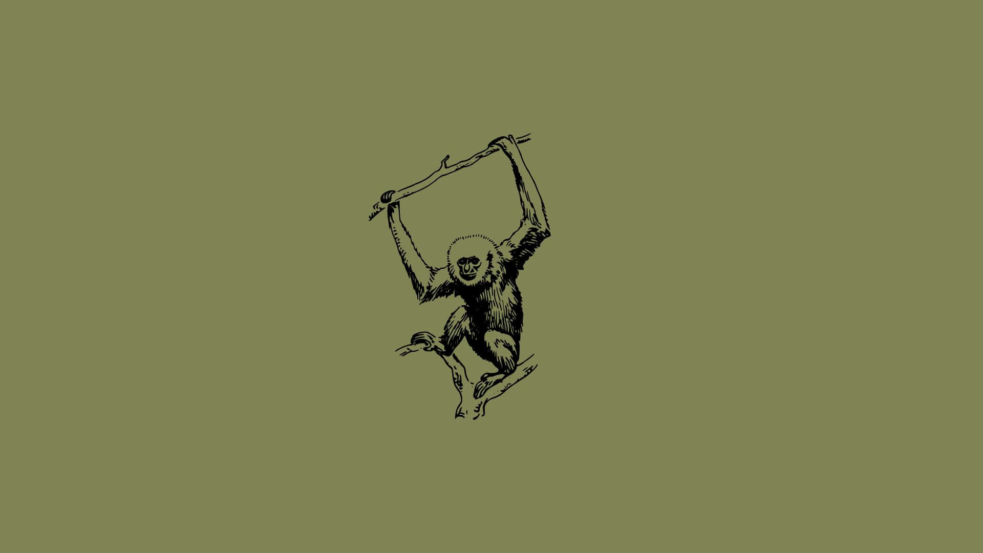 A Drawing Of A Monkey Hanging On A Branch