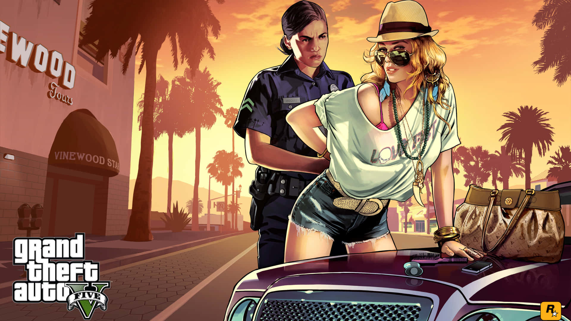 Einefrau Steht Neben Einem Auto In Grand Theft Auto.