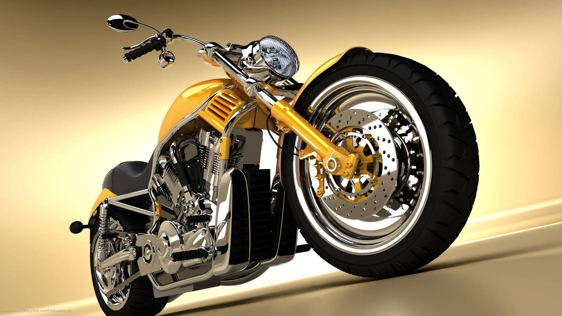 1920x1080 Hd Bikes Yellow Harley-davidson Background