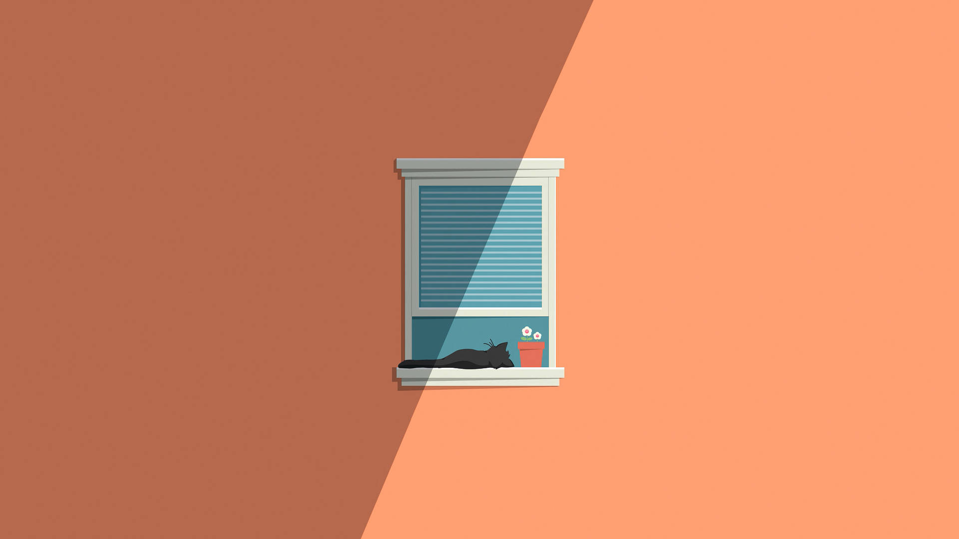 1920x1080 Hd Minimalist Cat Window Background