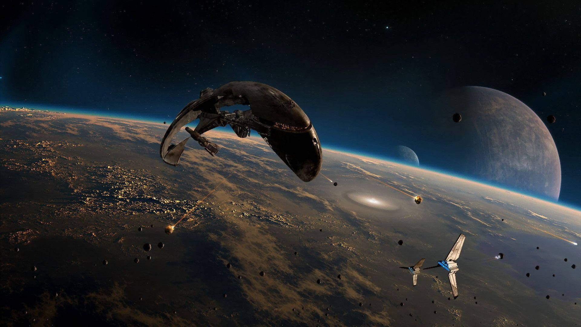 Spaceships And Planets 1920x1080 HD Space Wallpaper