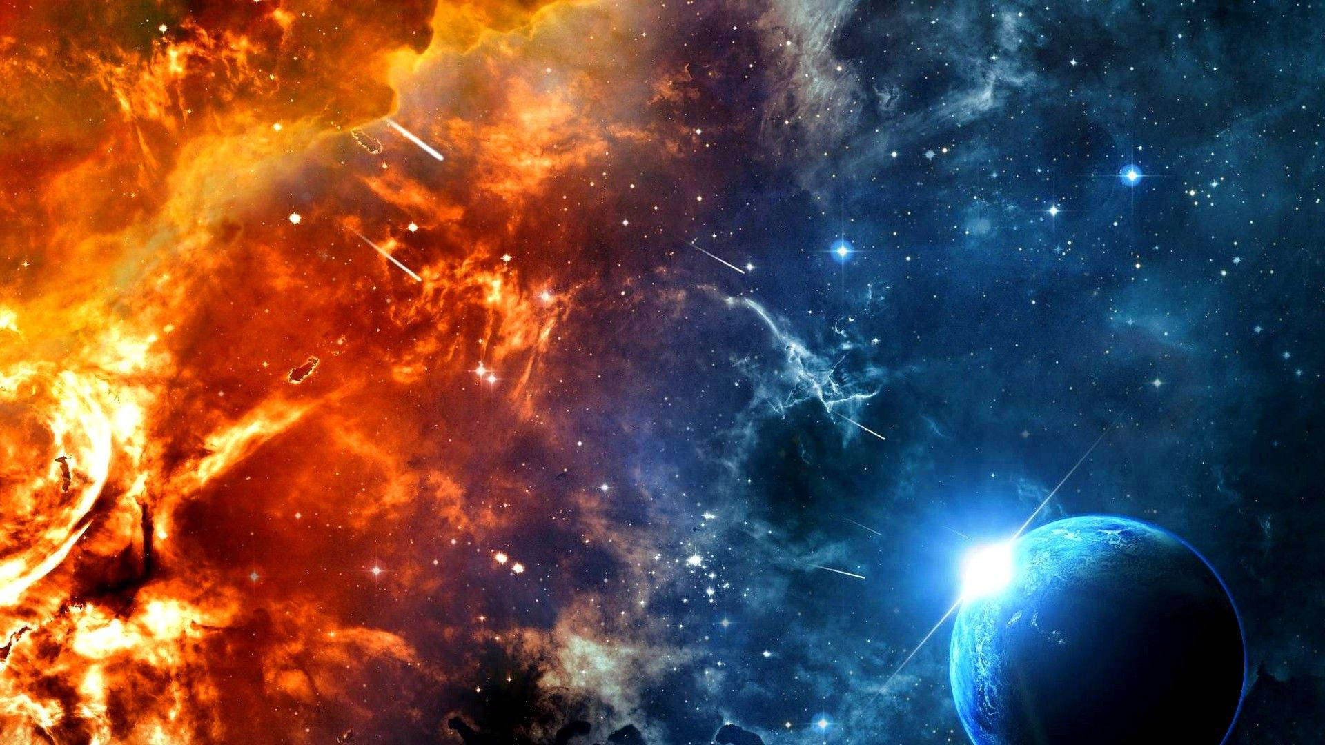 Rödoch Blå Nebulosa 1920x1080 Hd Rymden. Wallpaper