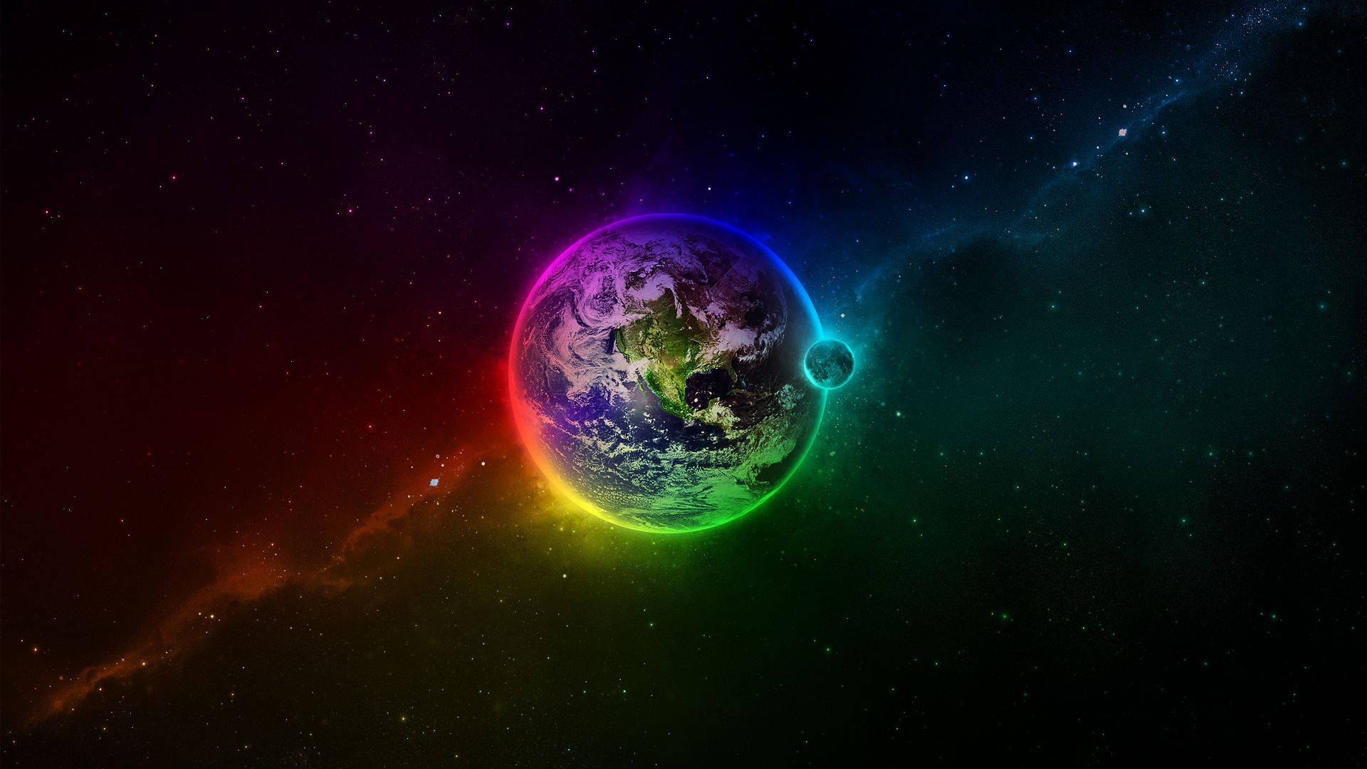 Rainbow Earth 1920x1080 HD Space Wallpaper