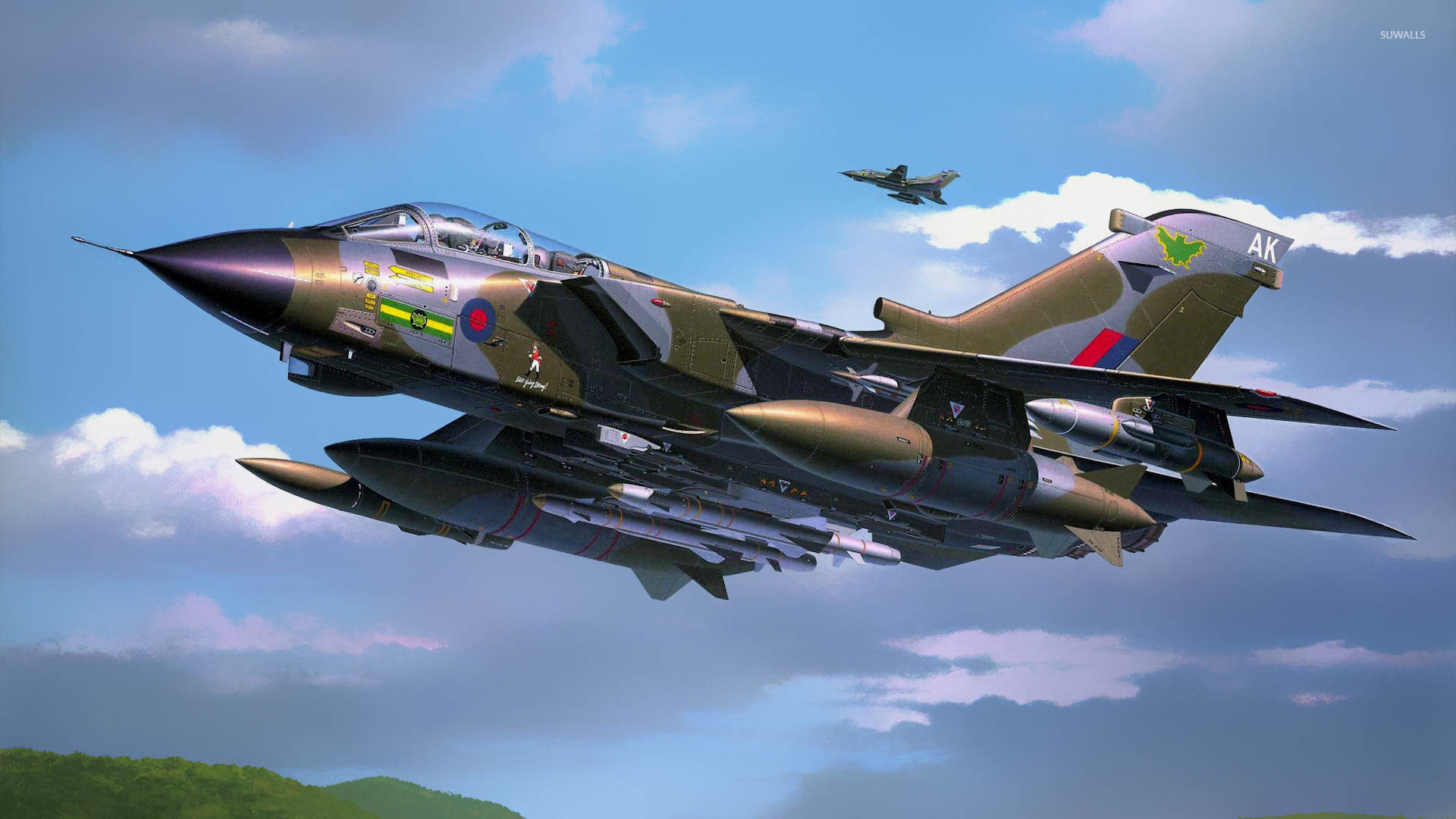 En militær jet sprint gennem himlen. Wallpaper