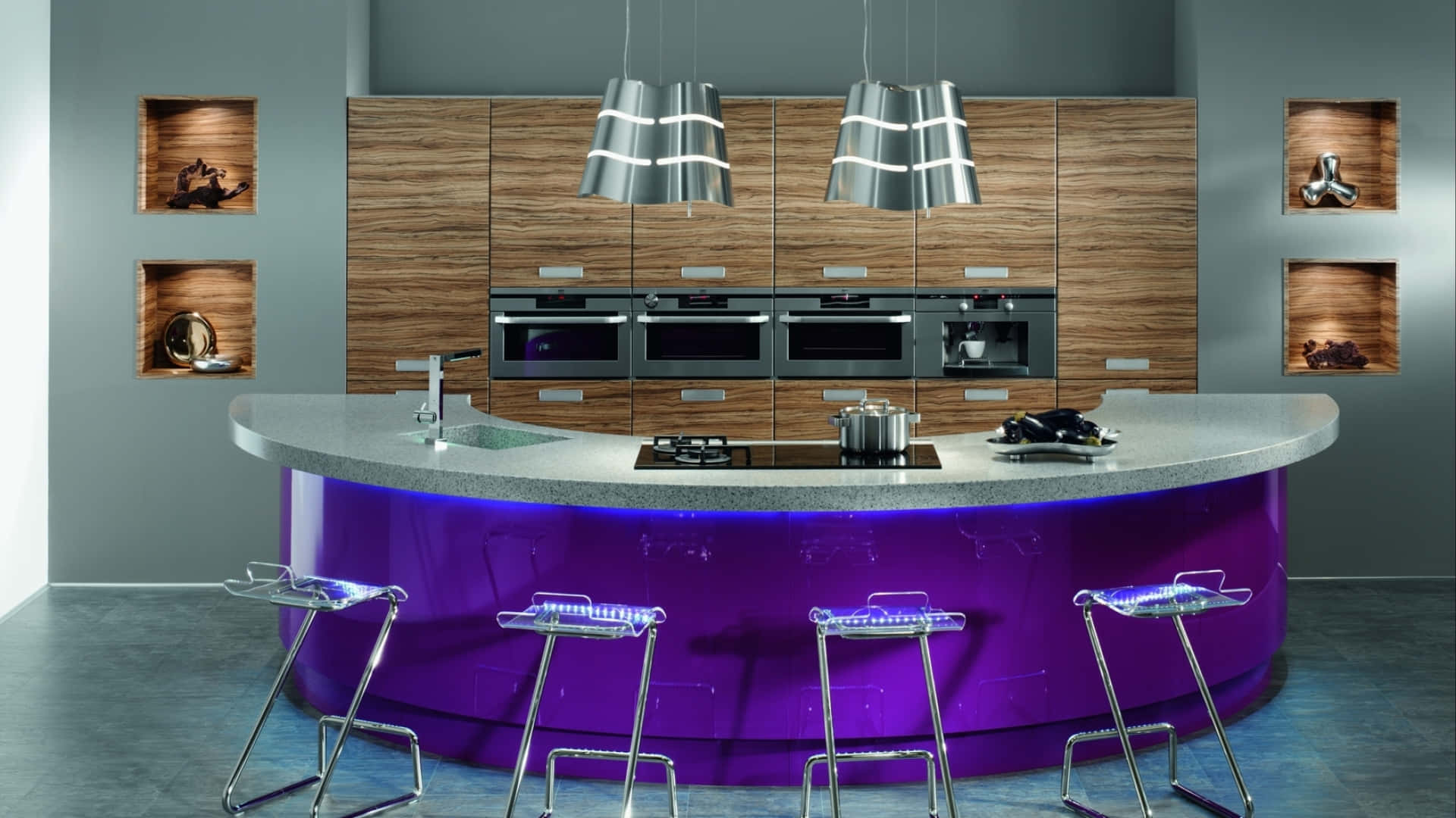 Round Purple Counter 1920x1080 Kitchen Background