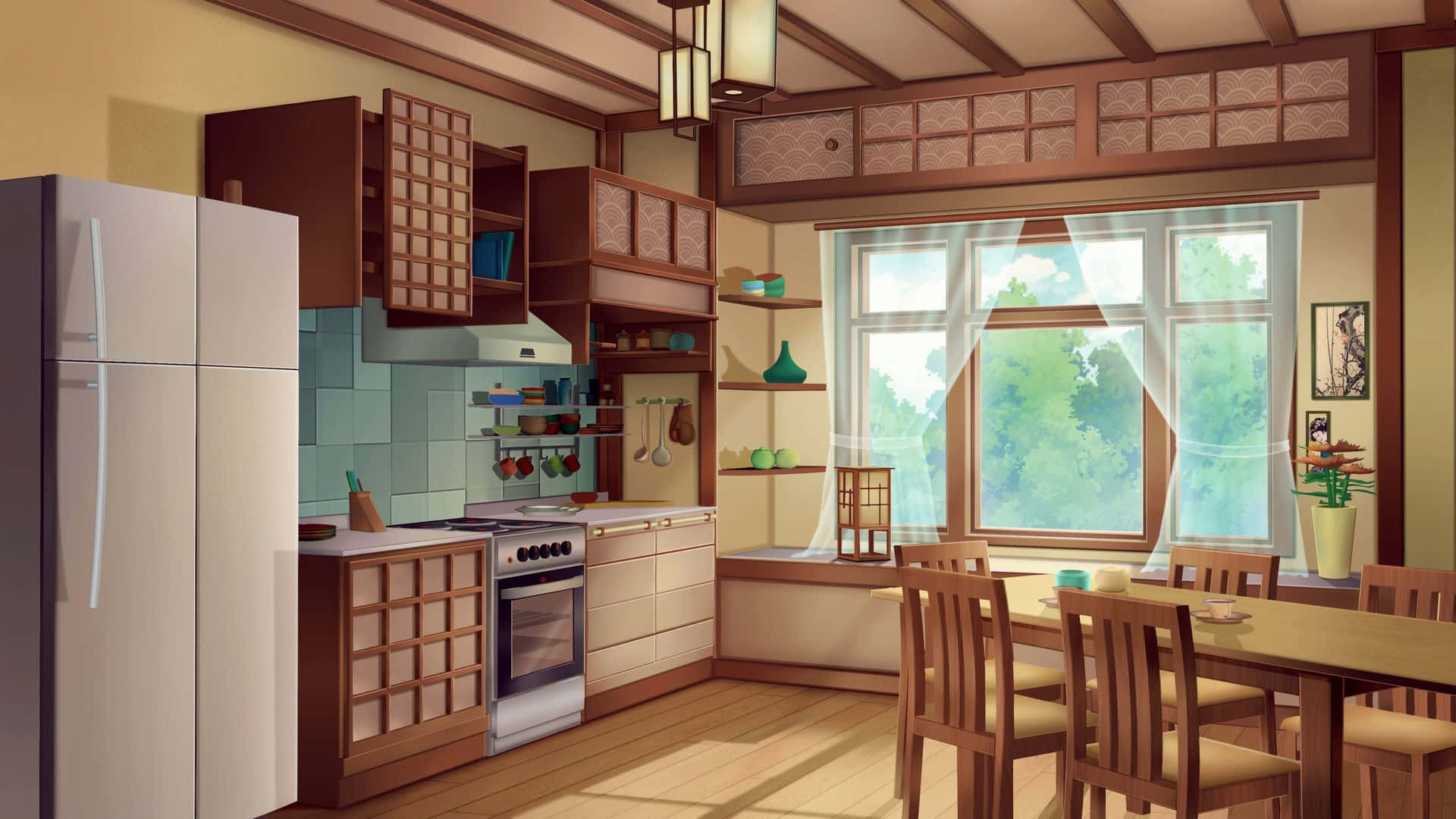 1920x1080 Traditional Japanese Kitchen Background