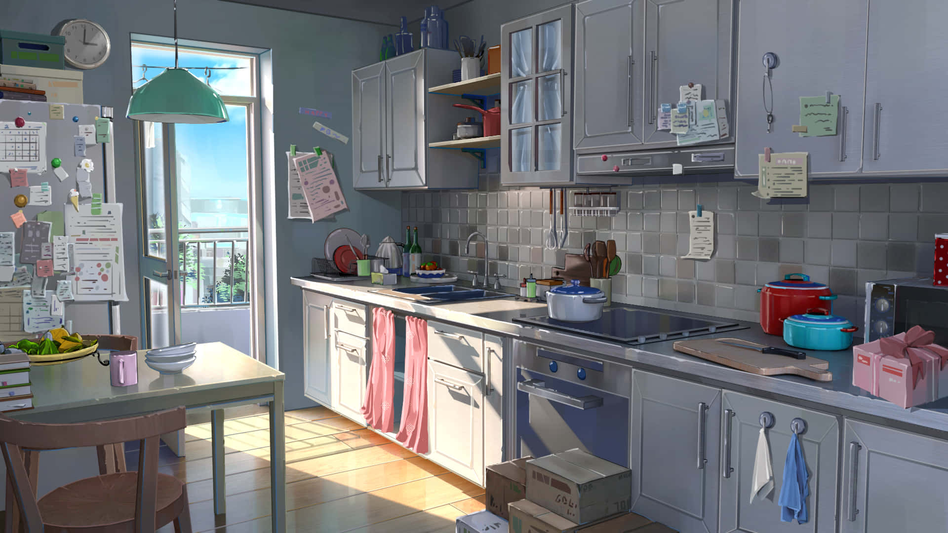 1920x1080 Messy Anime Kitchen Background