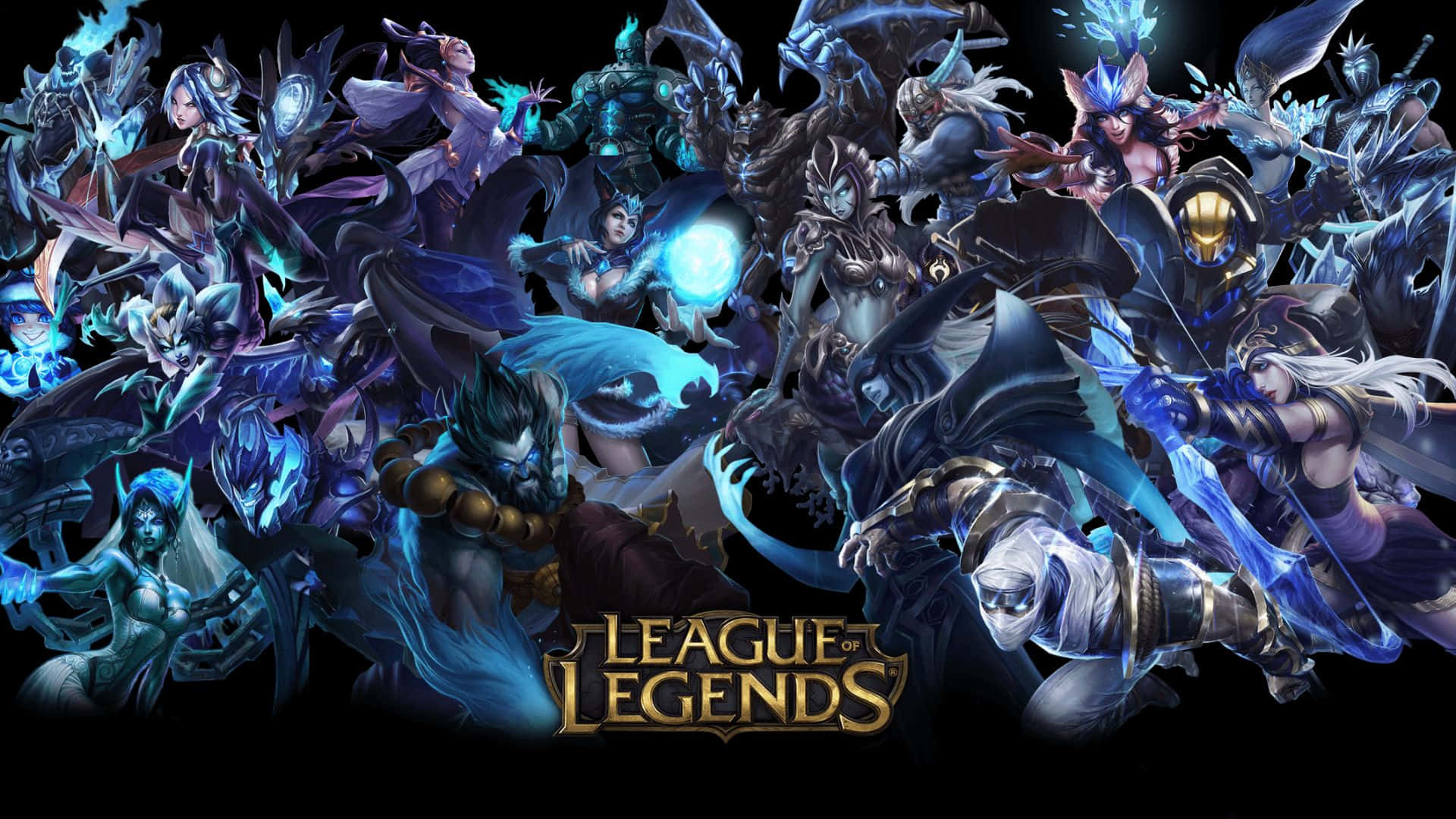 Imagenbajo La Luz De La Luna Llena, Los Personajes De League Of Legends Se Enfrentan.