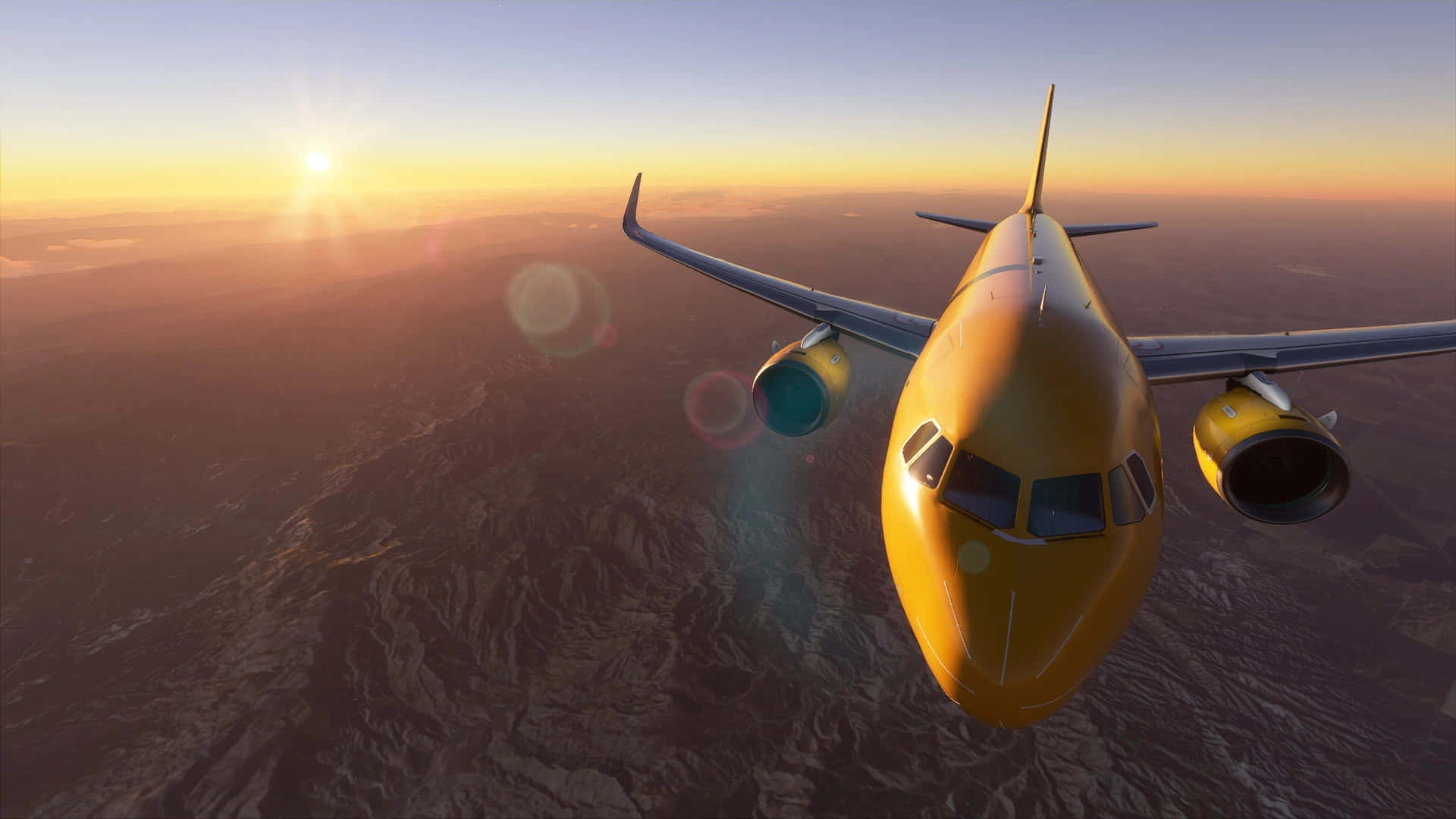A Yellow Airplane Flying In The Sky