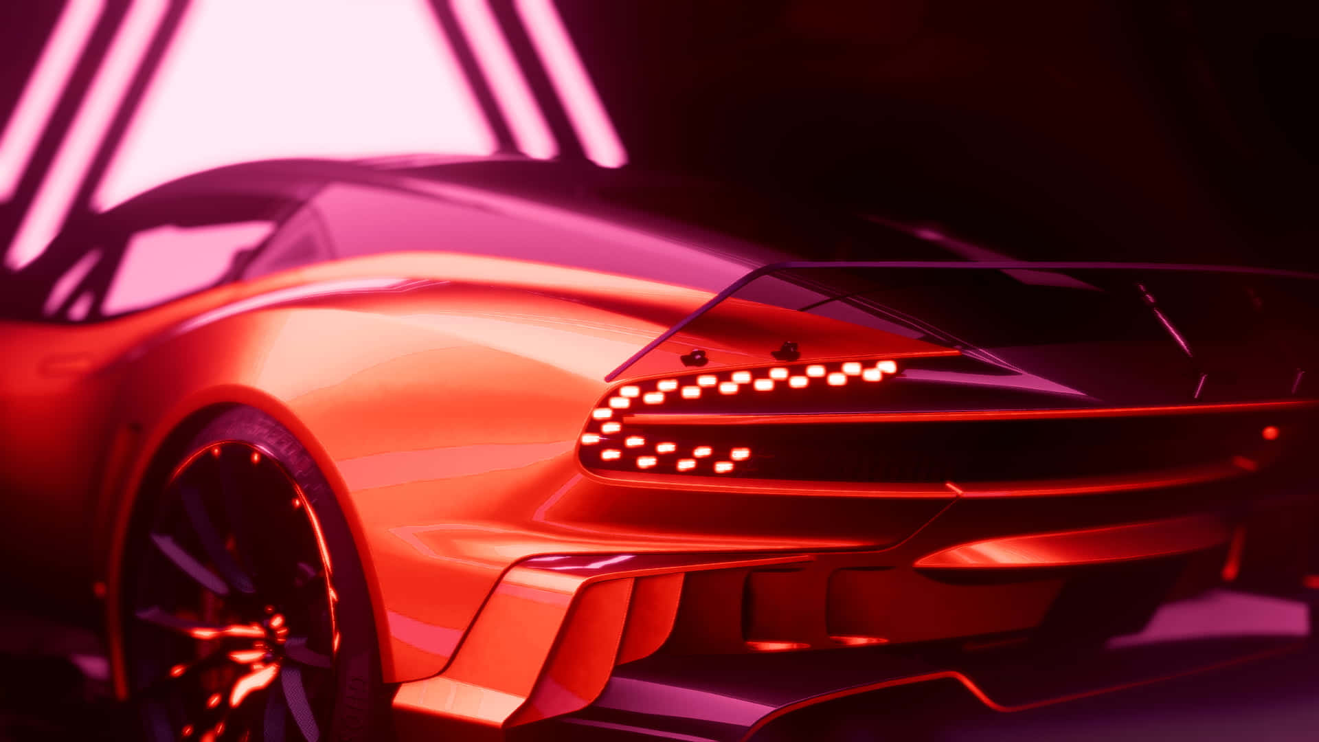Einfuturistisches Auto Mit Neonlichtern Im Hintergrund.