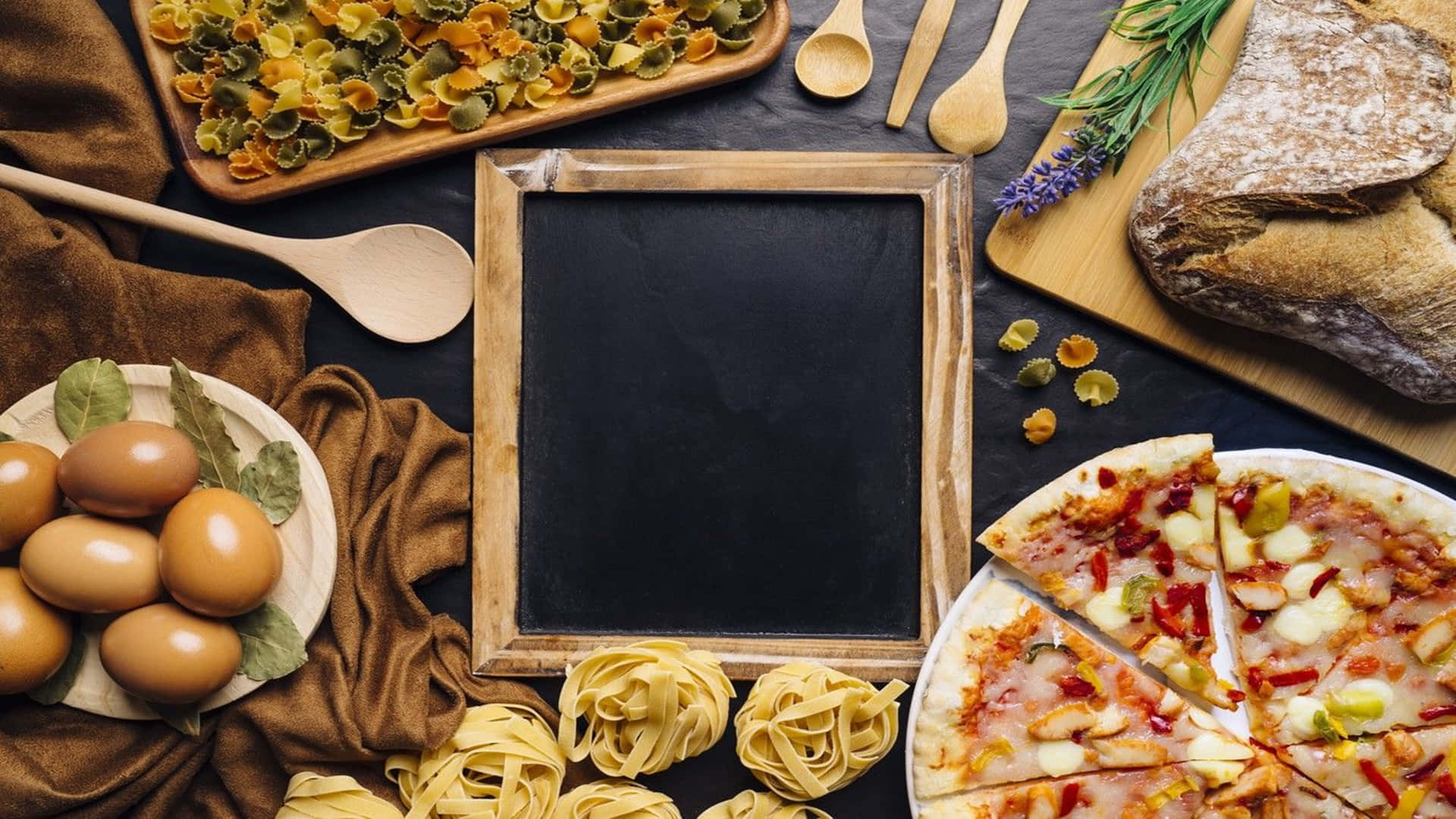 Italian Food With Chalkboard Frame 1920x1080 Pasta Background