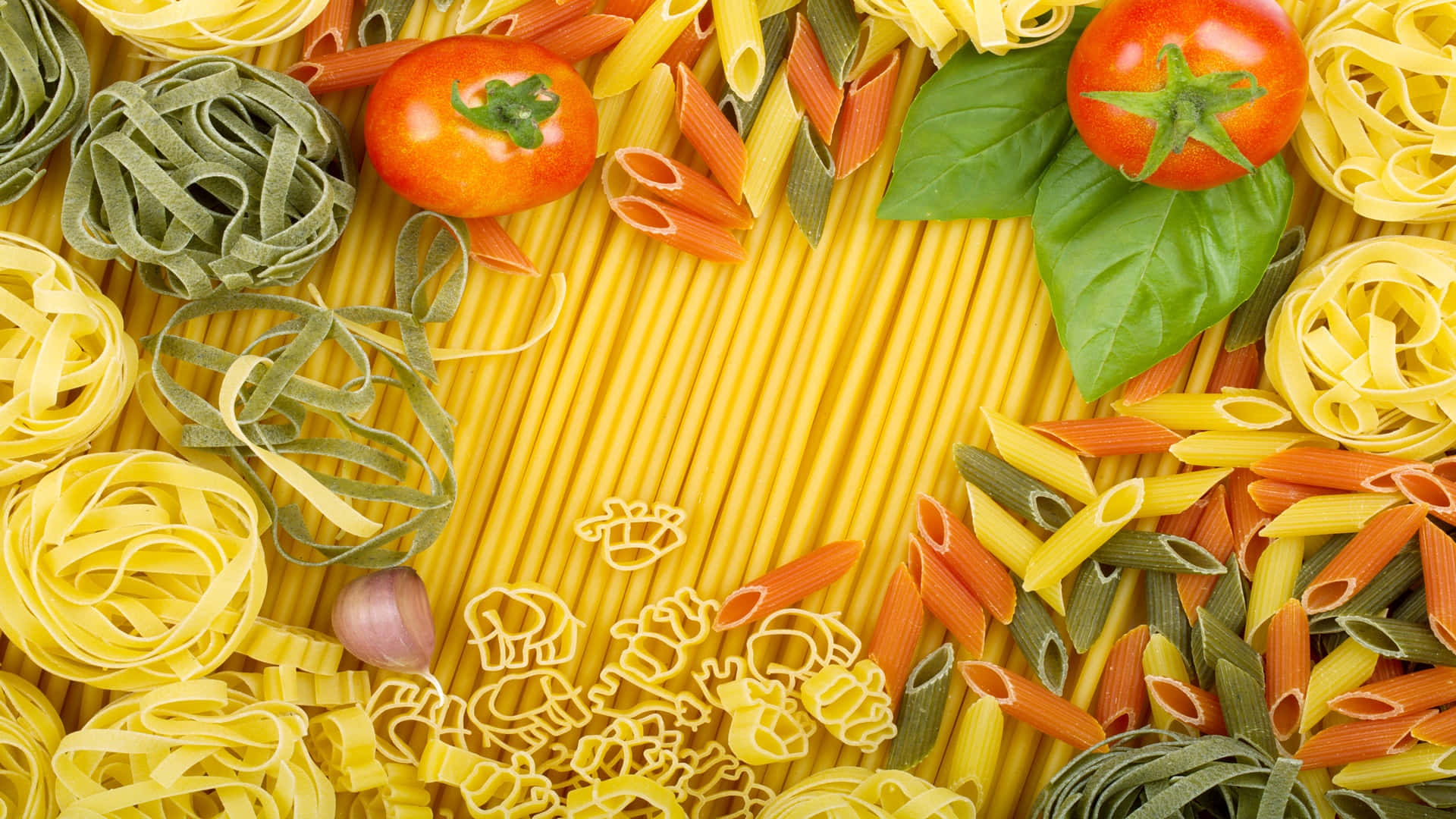 Organized With Different Varieties 1920x1080 Pasta Background