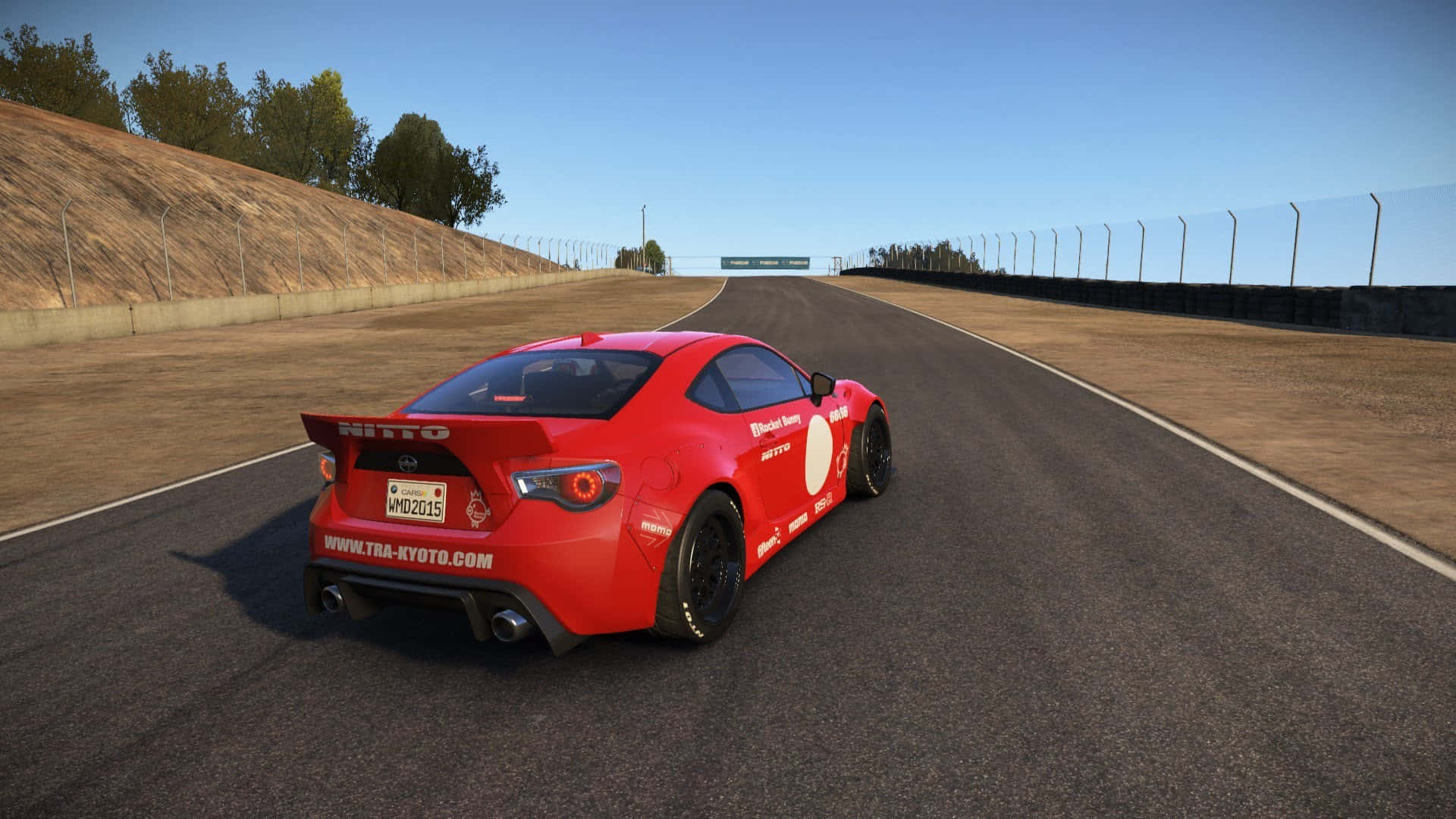 A Red Car Driving Down A Road In A Game