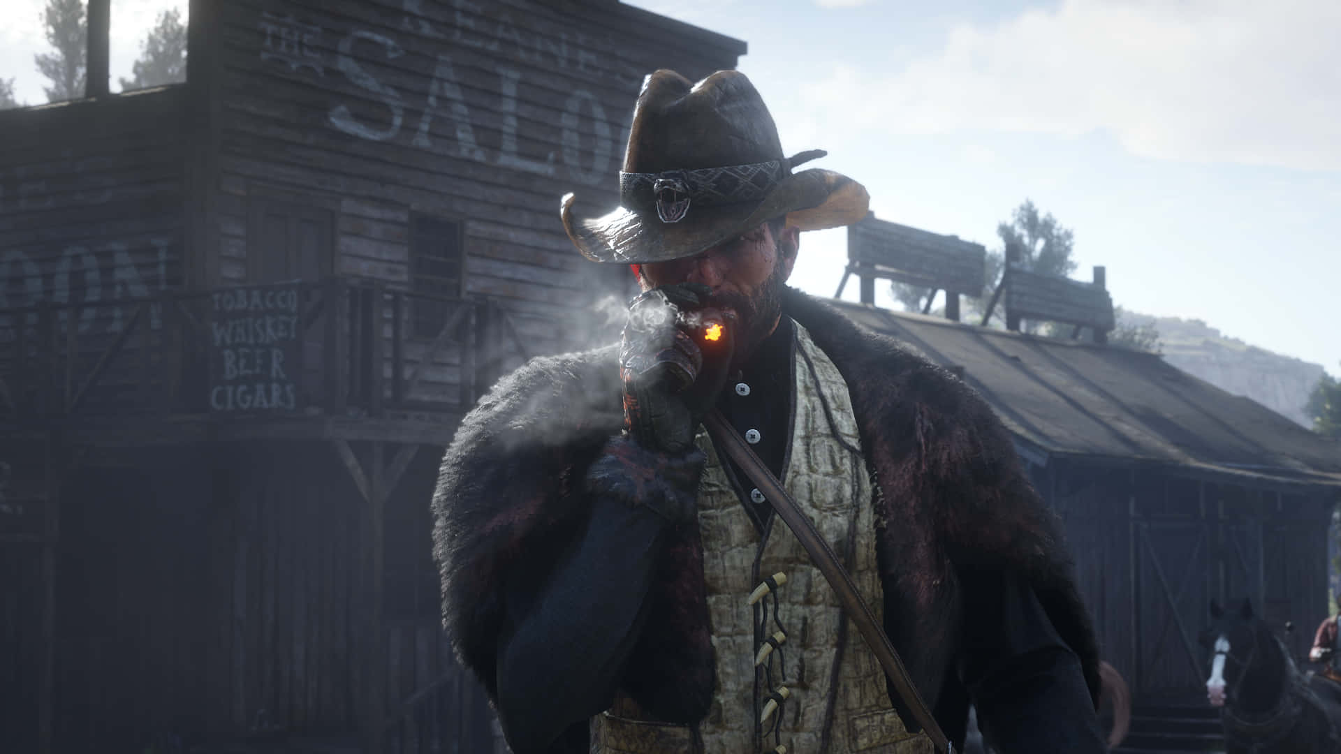 Sheriff Smoking 1920x1080 Red Dead Redemption 2 Background