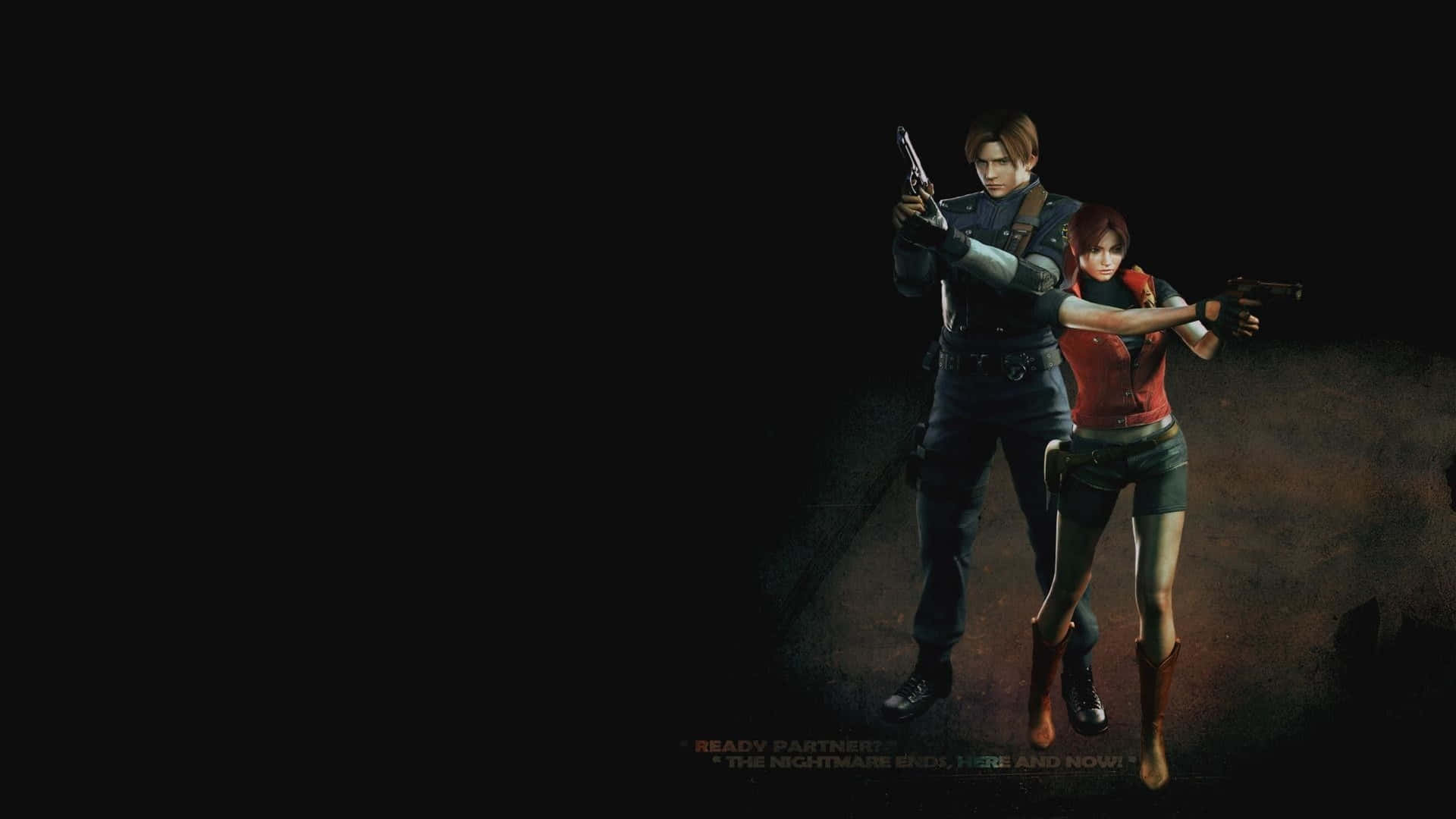 1920x1080 Resident Evil 2 Background Leon And Claire Hand Guns Background
