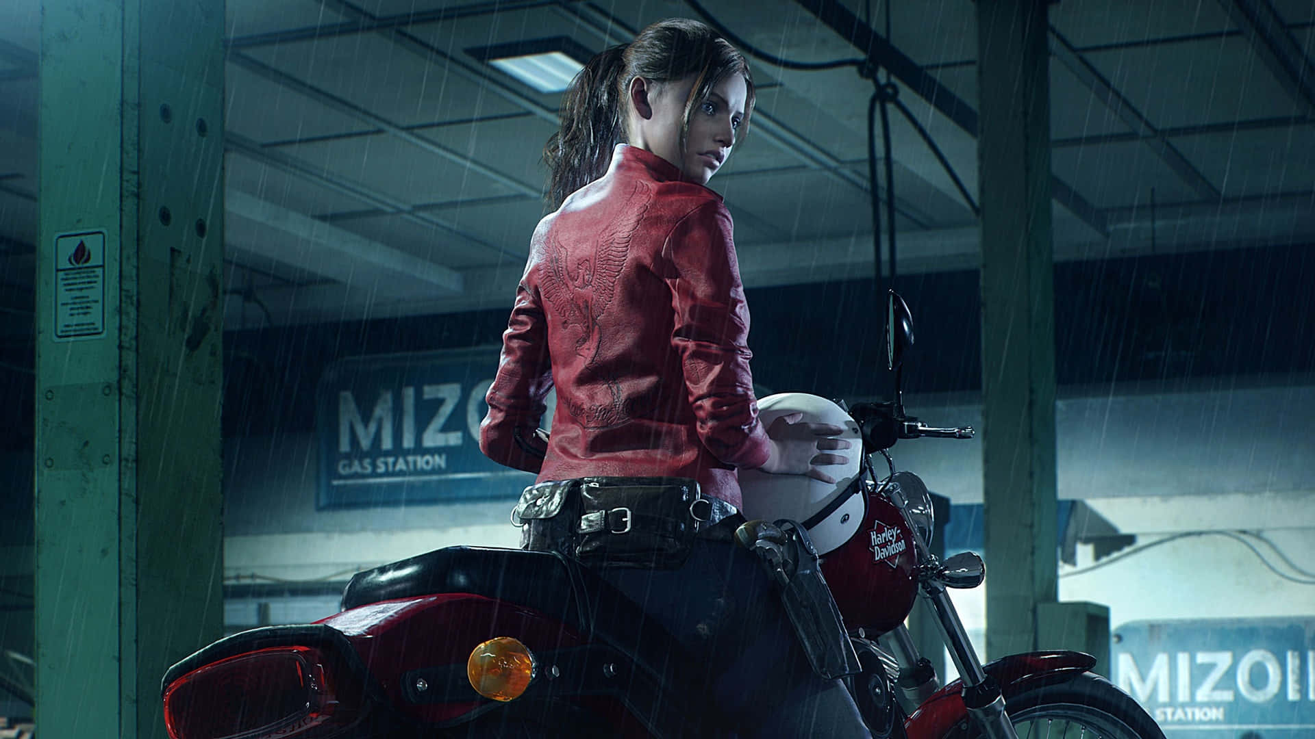 1920x1080 Resident Evil 2 Background Claire And Her Motorcycle Background
