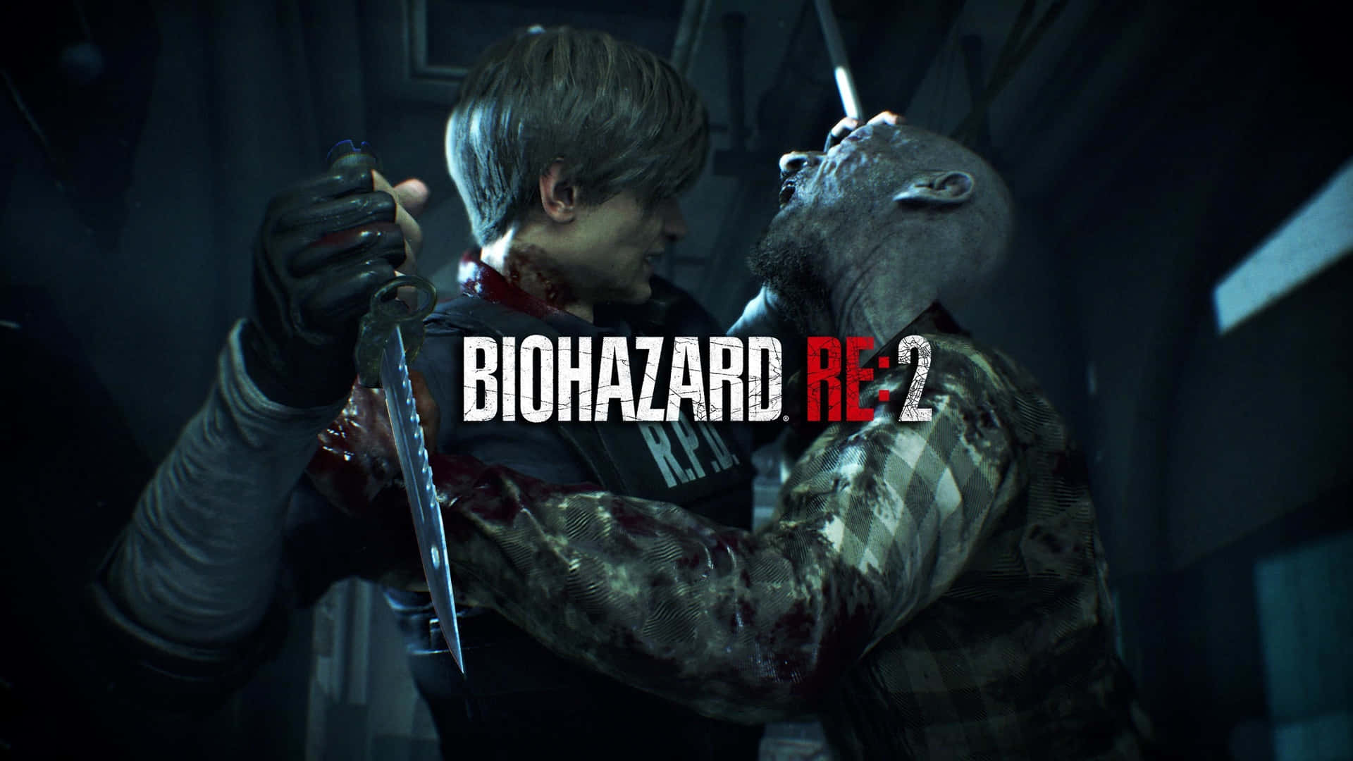 1920x1080 Resident Evil 2 Background Leon Kennedy Fighting Zombie Background