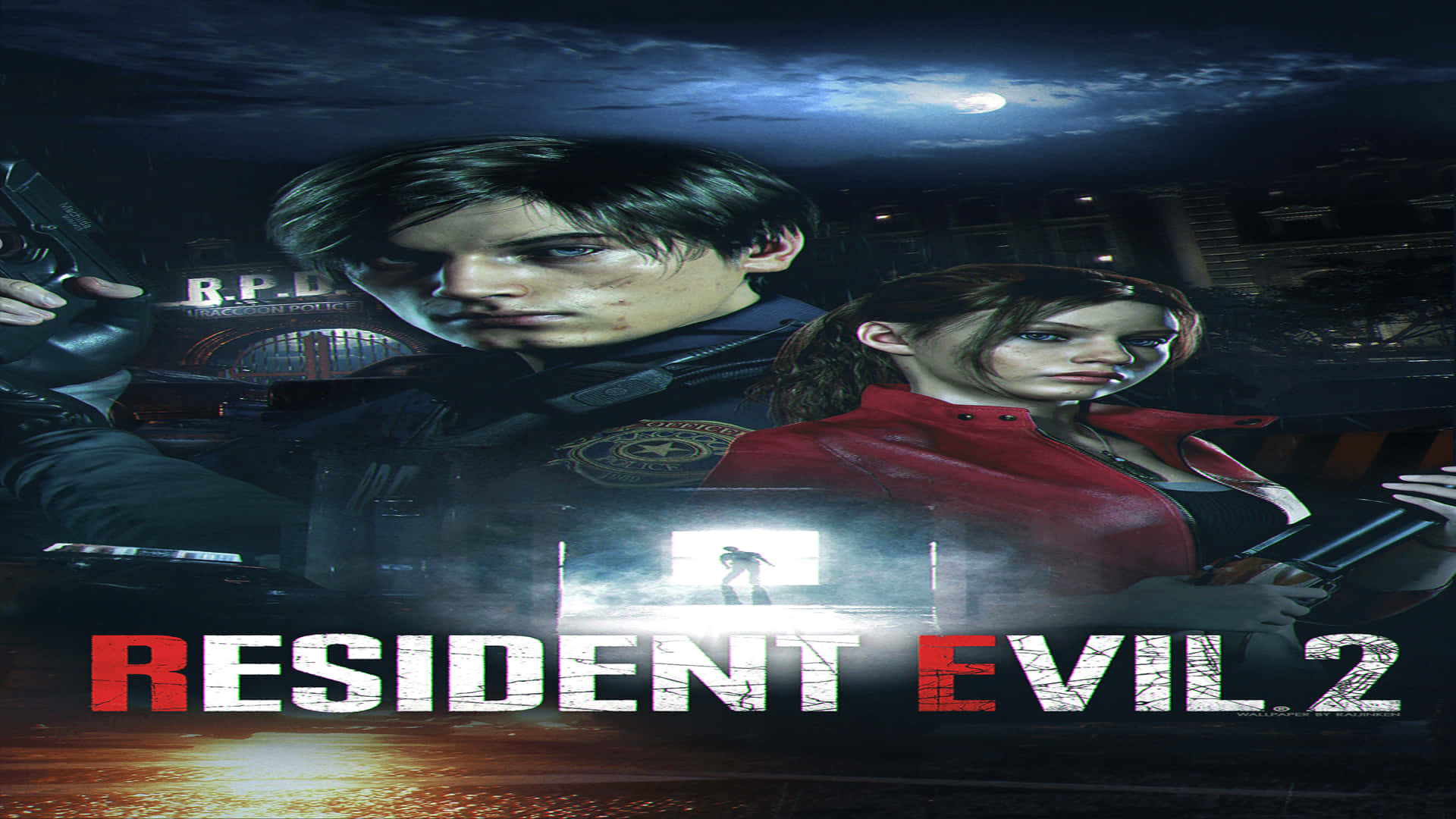 1920x1080 Resident Evil 2 baggrundsgameplakat med hovedpersoner