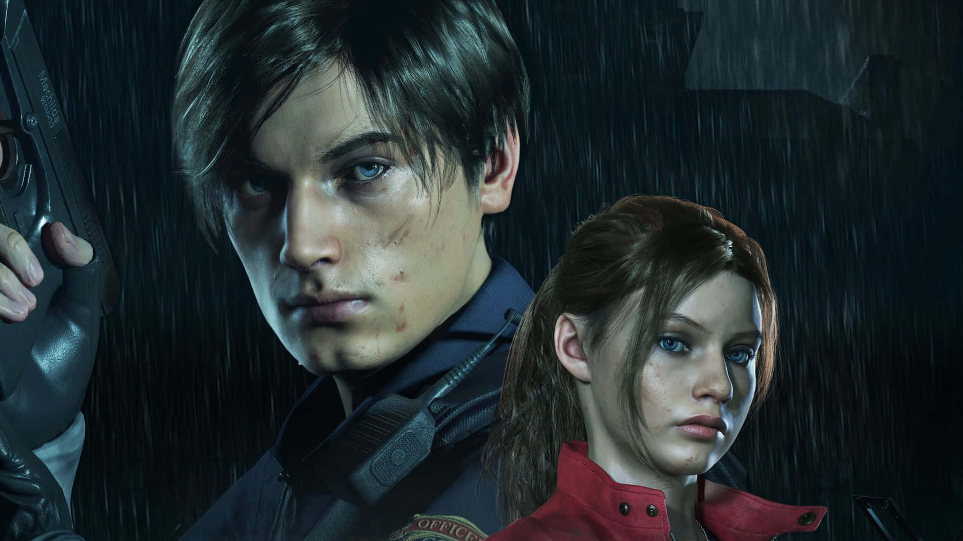 Fundode Tela Resident Evil 2, Dimensões 1920x1080, Com O Pôster De Leon E Claire.