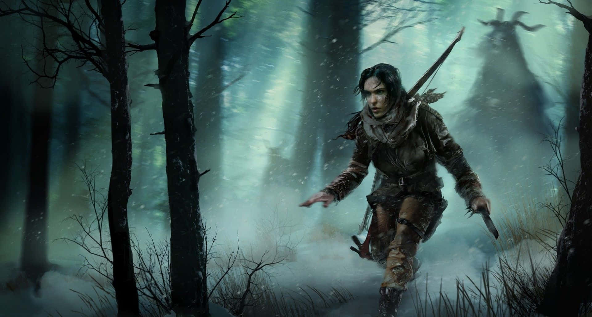 Laracroft Och Skogen Bästa 1920x1080 Rise Of The Tomb Raider Bakgrundsbild.