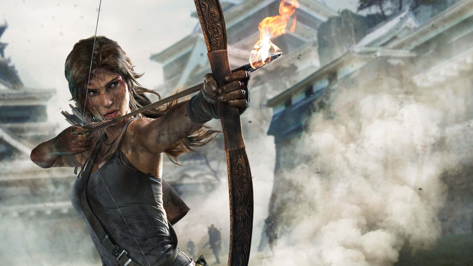 Lara Croft Bow And Arrow 1920x1080 Rise Of The Tomb Raider Temple Background