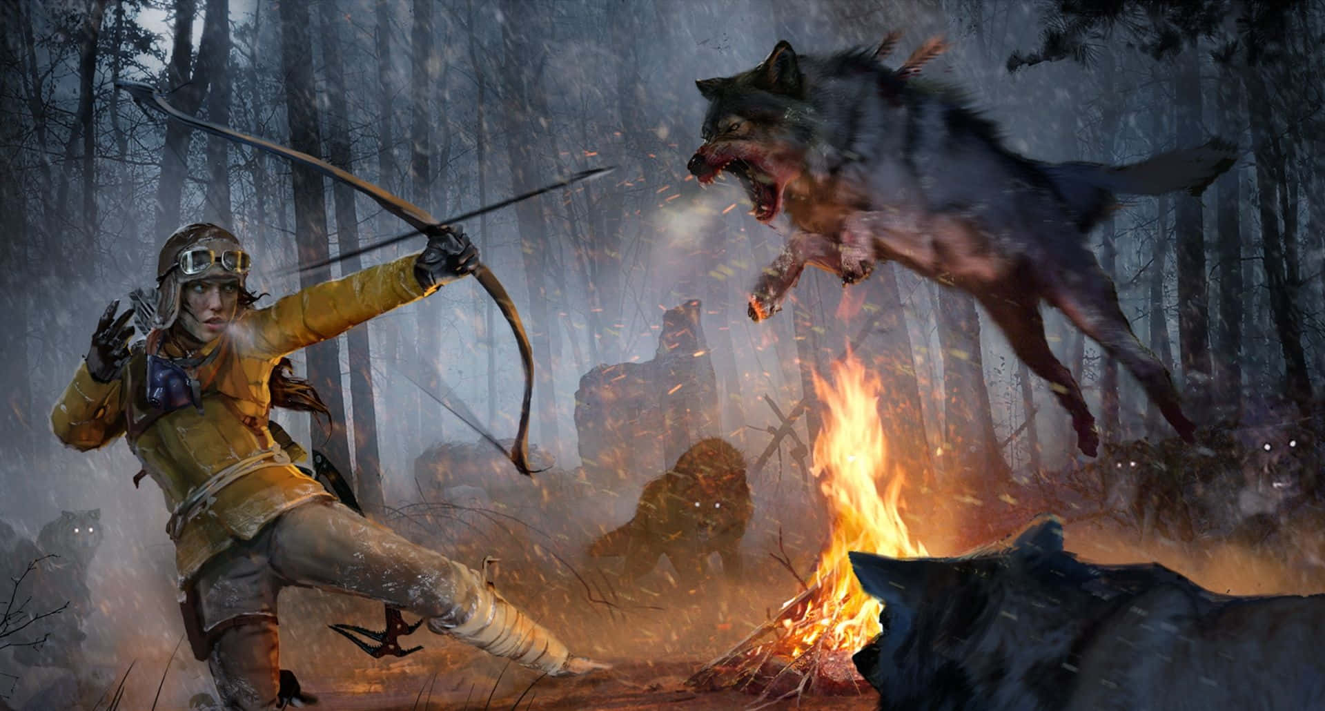 1920x1080 Rise Of The Tomb Raider Lara Croft Killed Fox Bonfire Background
