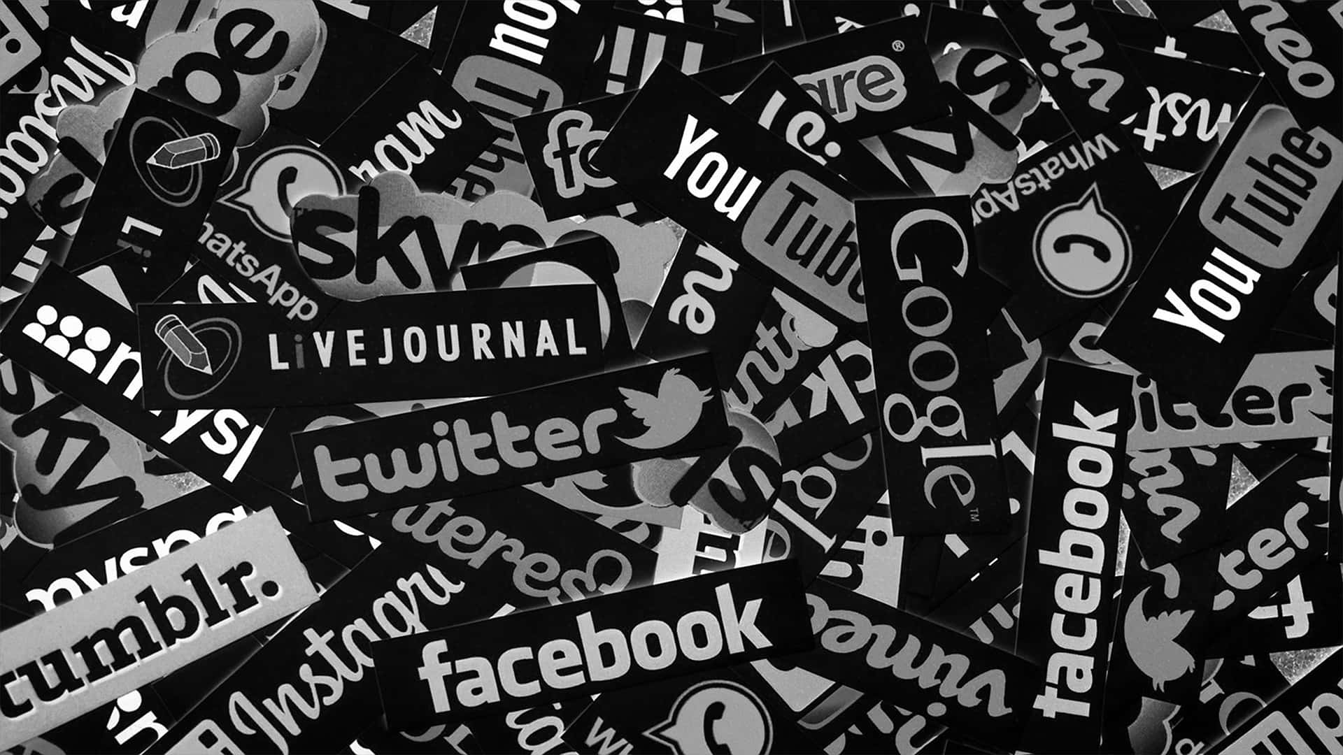 1920x1080 Social Background Social Media Logos In Black And White